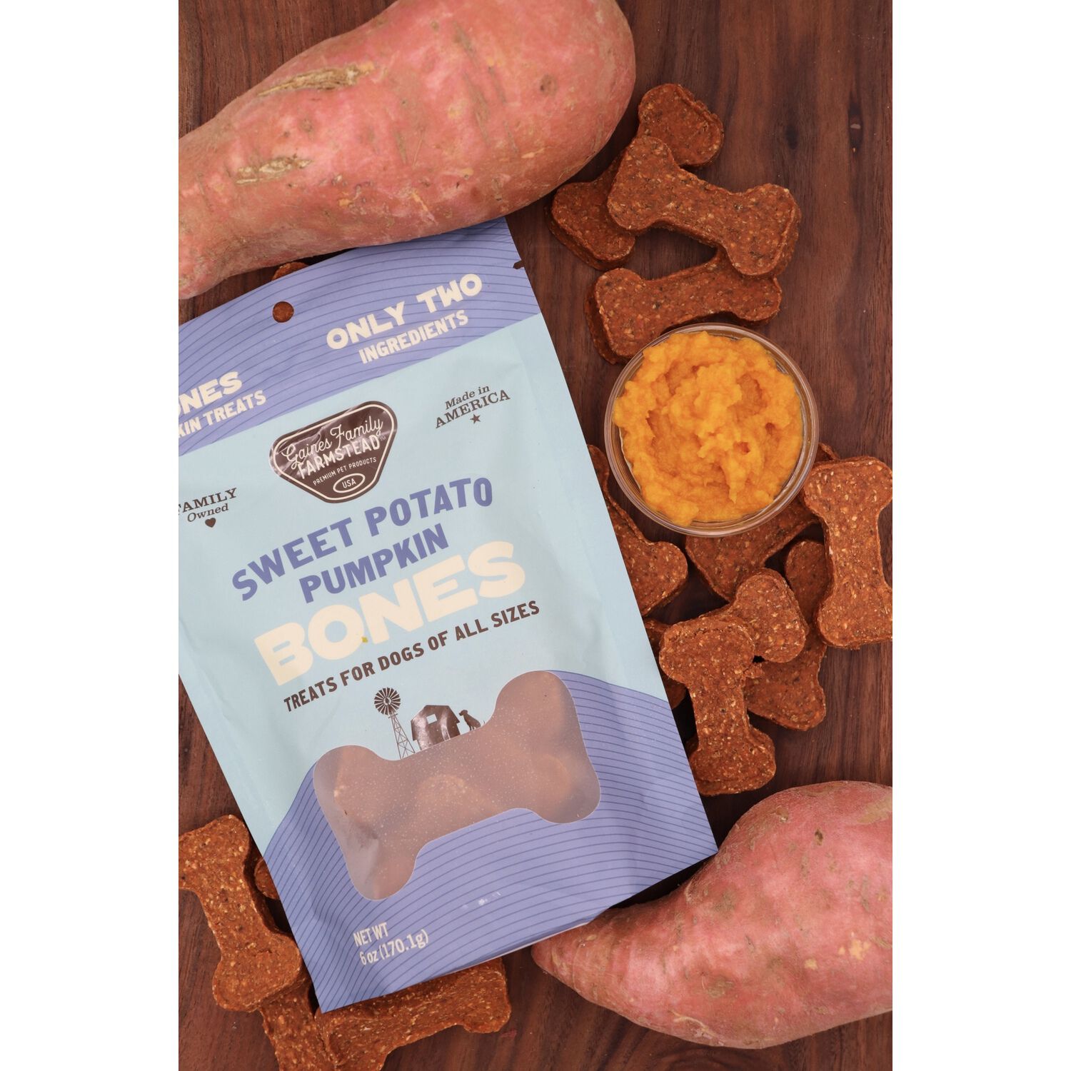 Gaines Family Farmstead Sweet Potato Pumpkin Bones Dog Treats, 6Oz