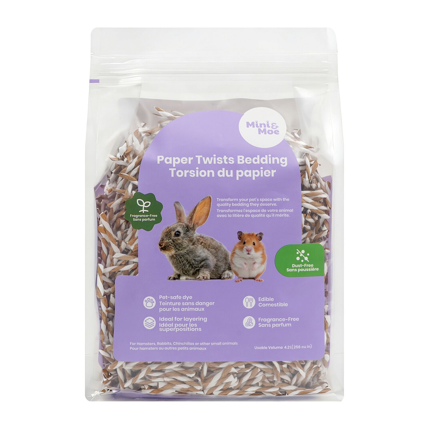 Mini & Moe Paper Twist Small Animal Bedding, Brown/White, 56-Liter Bag