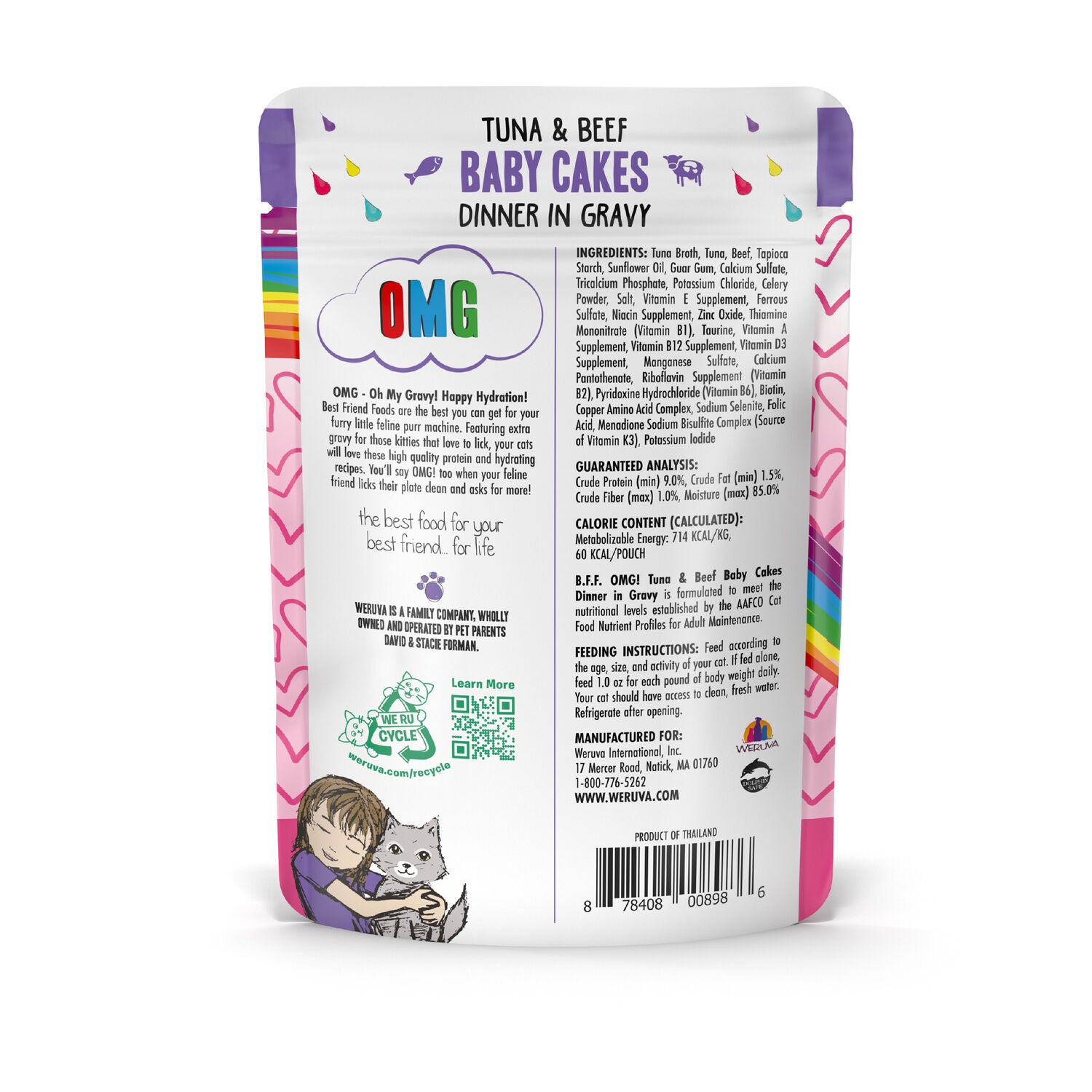 Weruva Bff Omg Gravy Tuna & Beef Baby Cakes Wet Cat Food, 3-Oz Pouch
