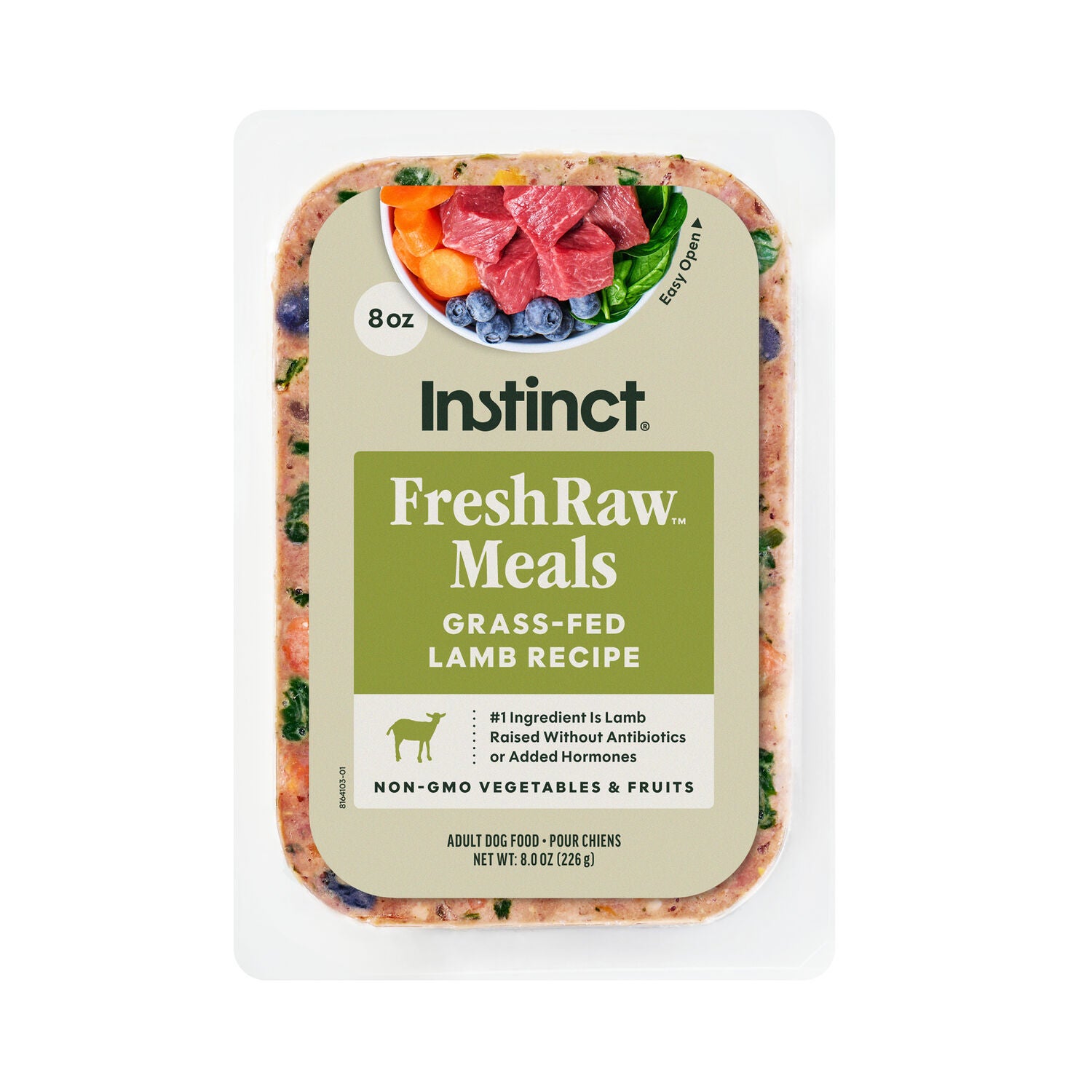 Instinct Freshraw Meals Grass-Fed Lamb Recipe Frozen Dog Food, 8 Oz. Pack