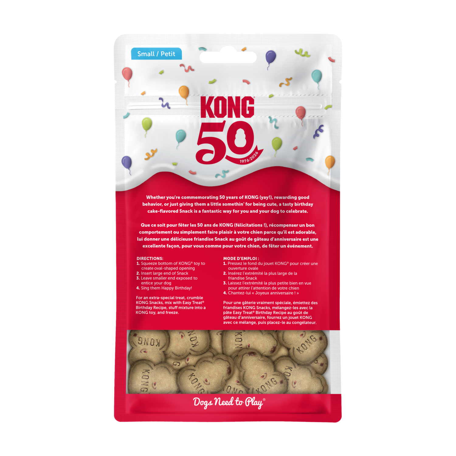 Kong Snacks&reg; Interactive Toy Insert Dog Treats, Birthday Cake Recipe- Small