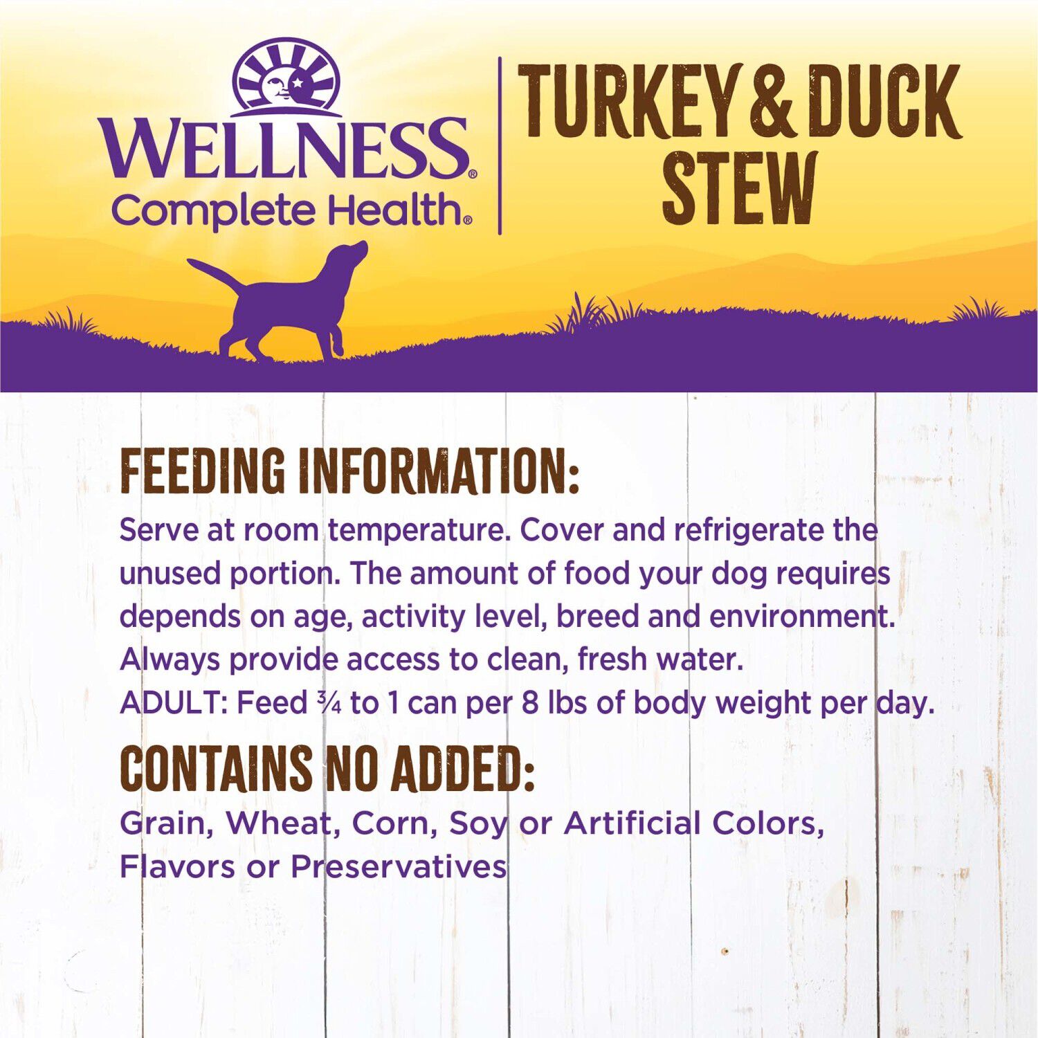 Wellness Complete Health Grain Free Canned Wet Dog Food, Turkey & Duck Stew, 12.5-Ounce Can