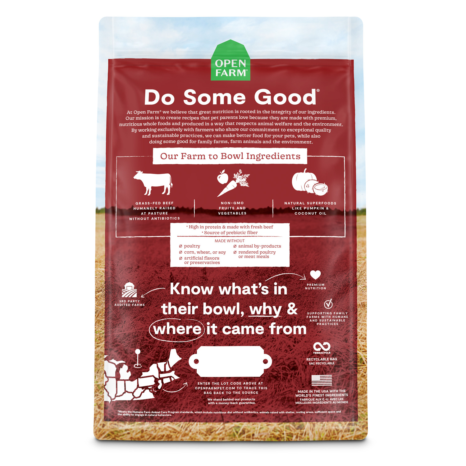 Open Farm Grass-Fed Beef Grain Free Dry Dog Food, 22Lb