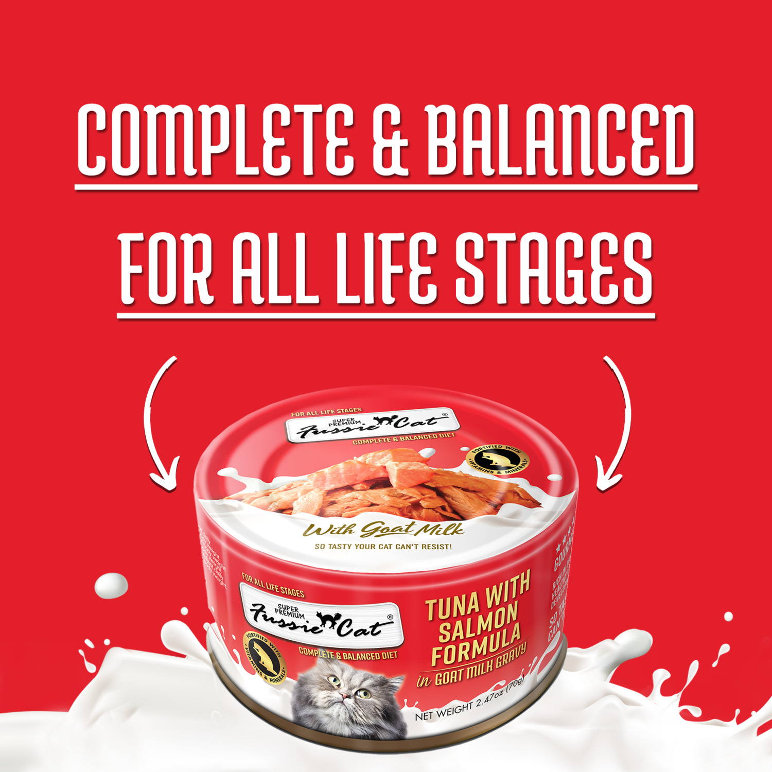 Fussie Cat Premium Tuna With Salmon In Goat Milk Wet Cat Food, 2.47Oz