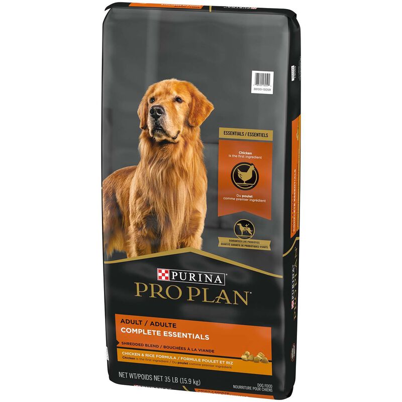 Purina Pro Plan Adult Complete Essentials Shredded Blend Chicken & Rice Dry Dog Food, 35lbs