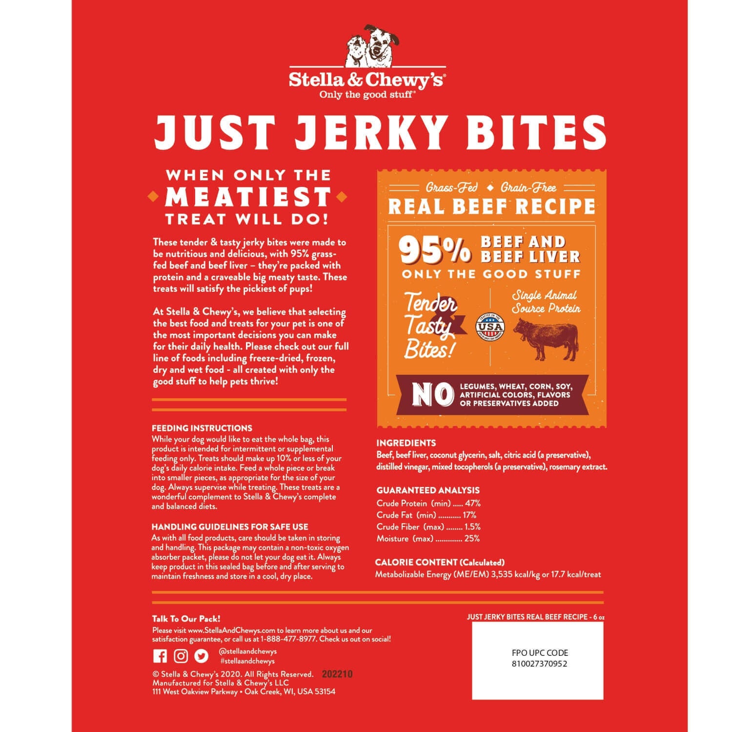Stella & Chewy's Just Jerky Bites Beef Dog Treats