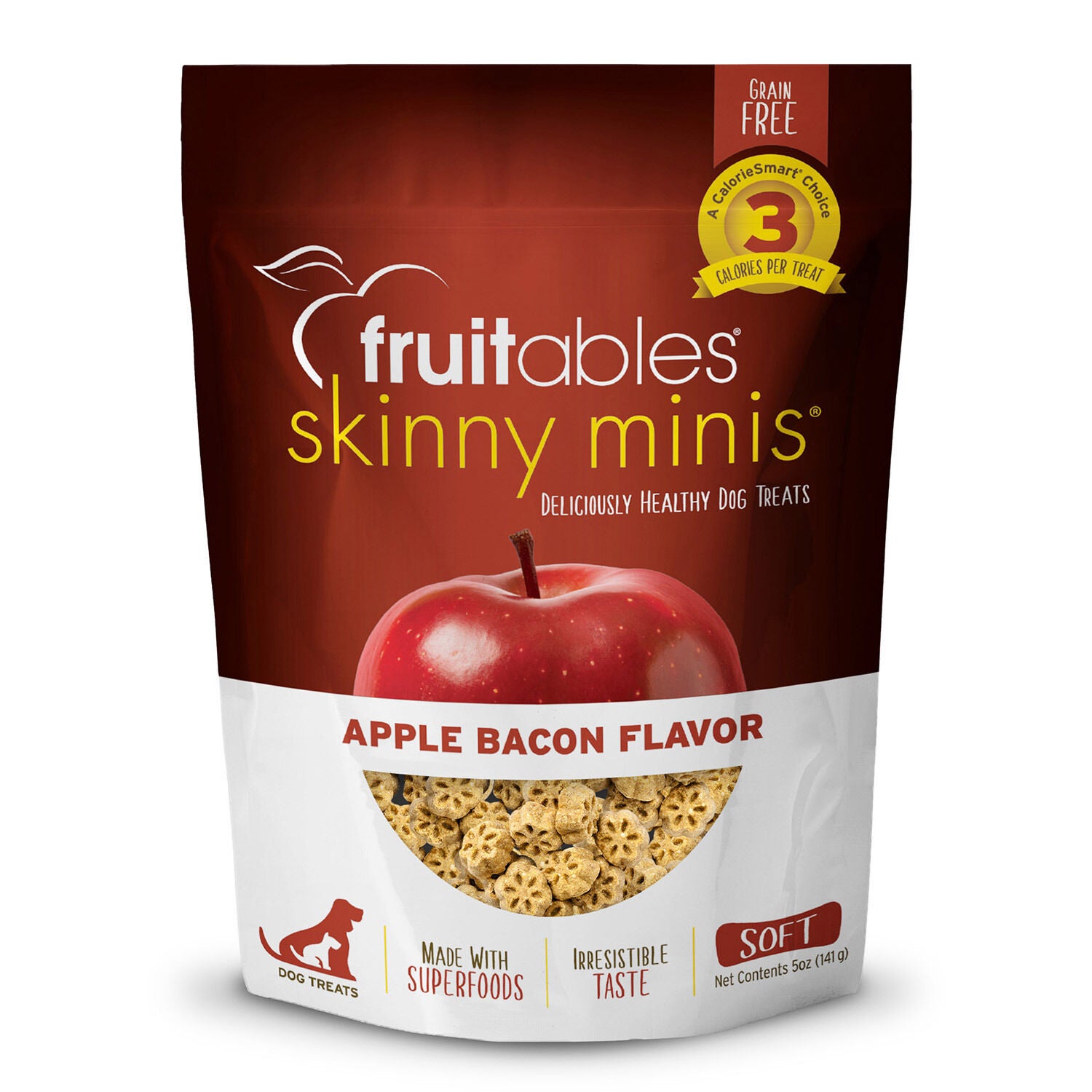 Fruitables Skinny Minis Healthy Low Calorie Dog Treats,  Apple & Bacon Flavor