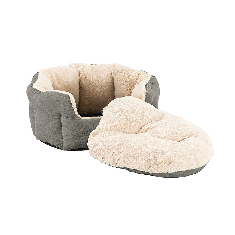 Reversible Cushion Faux Suede Cat Cuddler - Grey image number 1