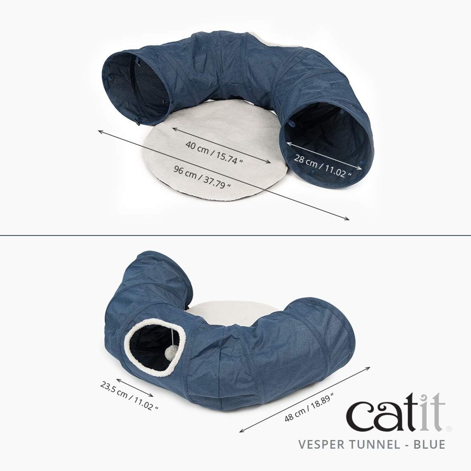 Catit Vesper Tunnel Cat Toy And Bed, Blue