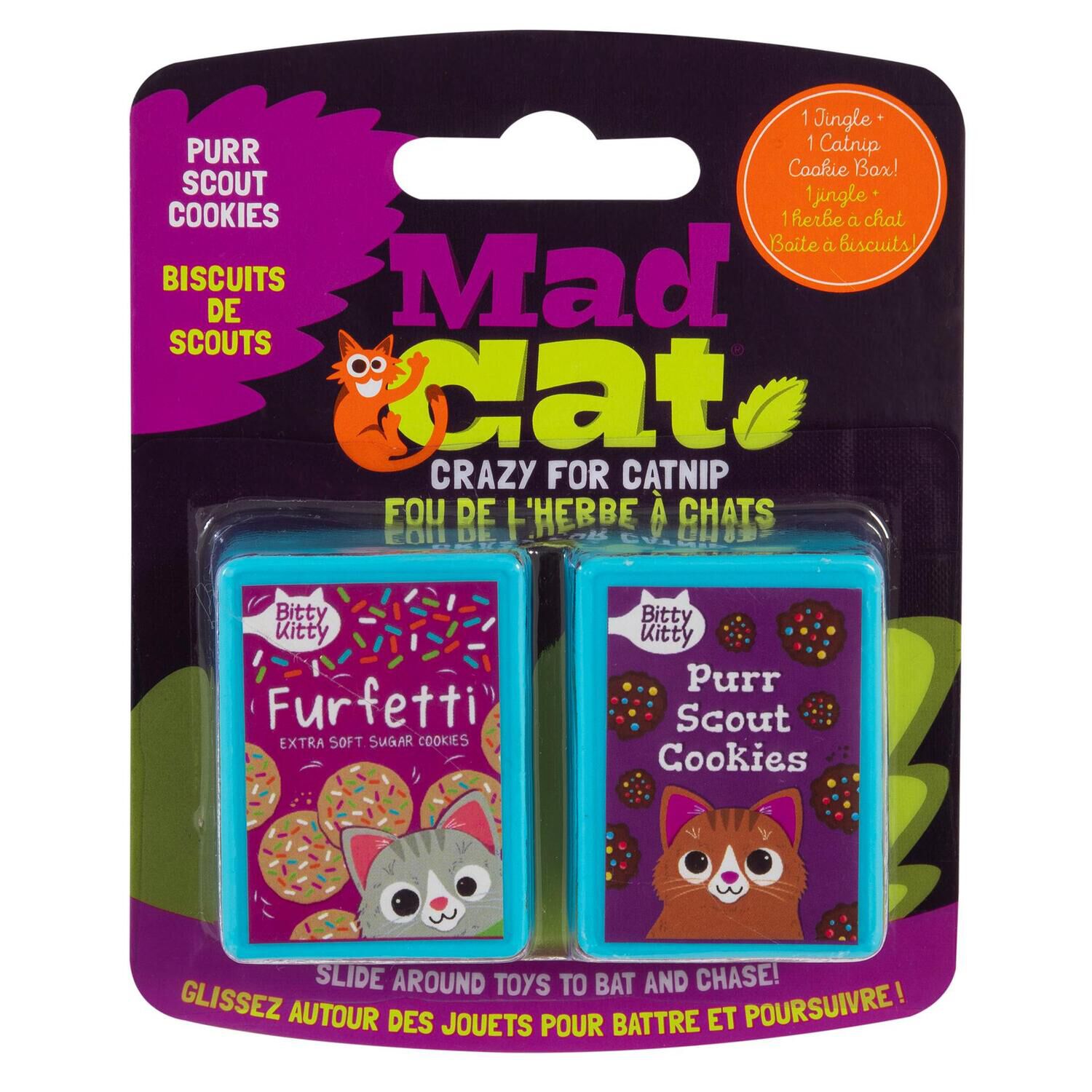 Mad Cat Purr Scout Cookies Batty Boxes Catnip Cat Toys, 2 Pack