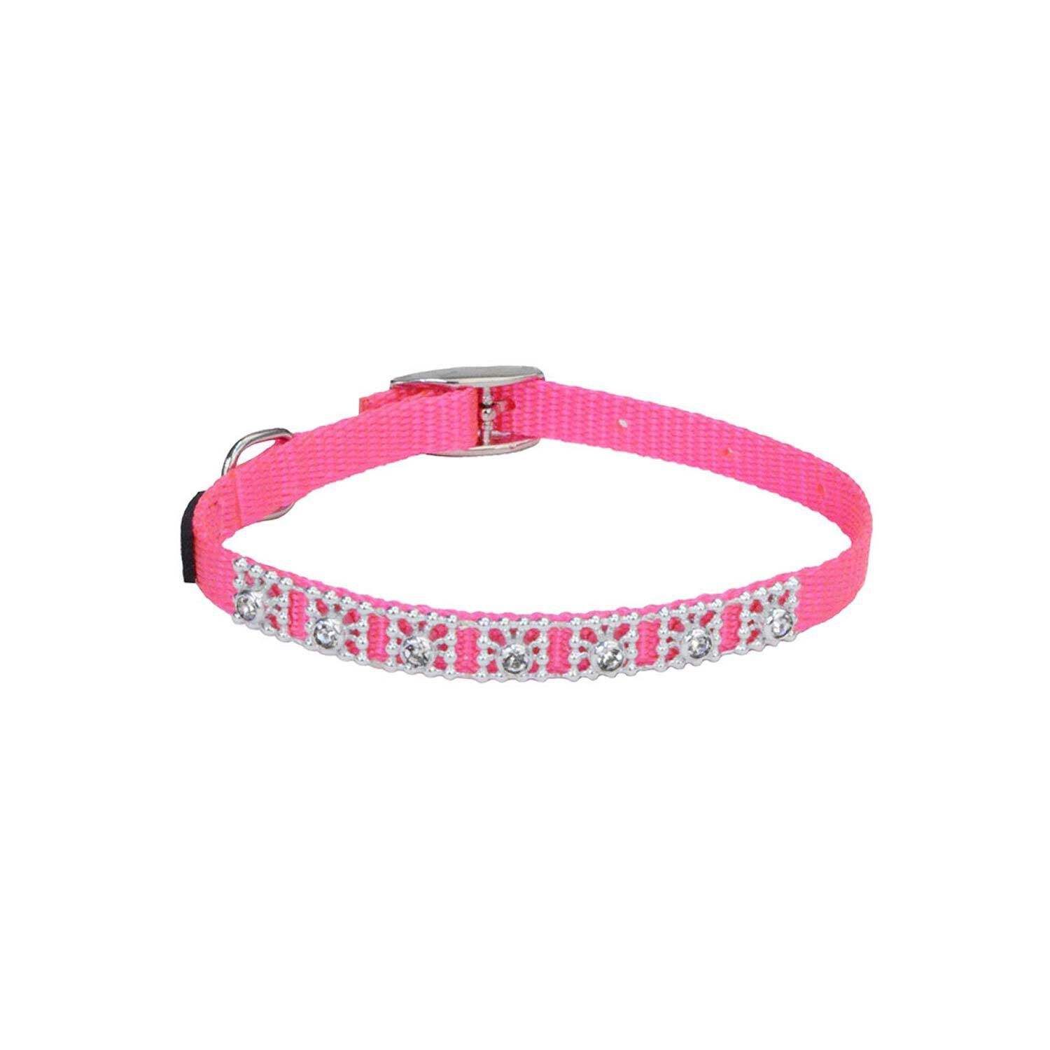 Coastal Pet Products Lil Pals Jeweled Nylon Dog Collar, Pink, 3/8"X10"