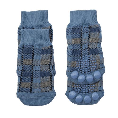 Blue Plaid Dog Socks