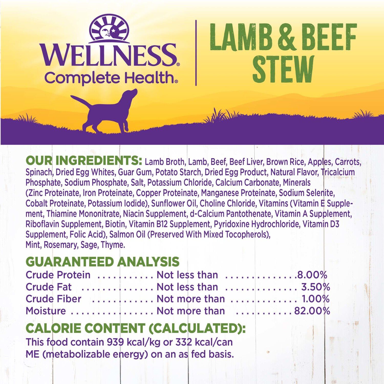 Wellness Thick & Chunky Natural Wet Dog Food, Lamb & Beef Stew, 12.5-Ounce Can