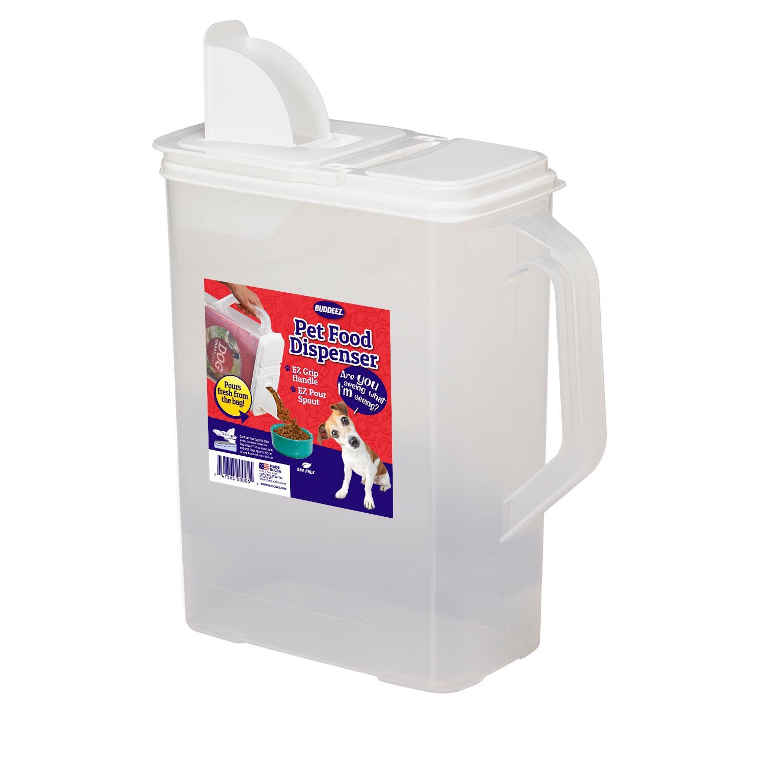 Buddeez Pet Food Storage And Dispensing Container, Clear, Medium