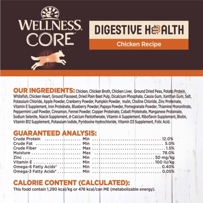 Wellness Core Digestive Health Chicken & Beef Pate Variety Pack Grain Free Wet Dog Food image number 2
