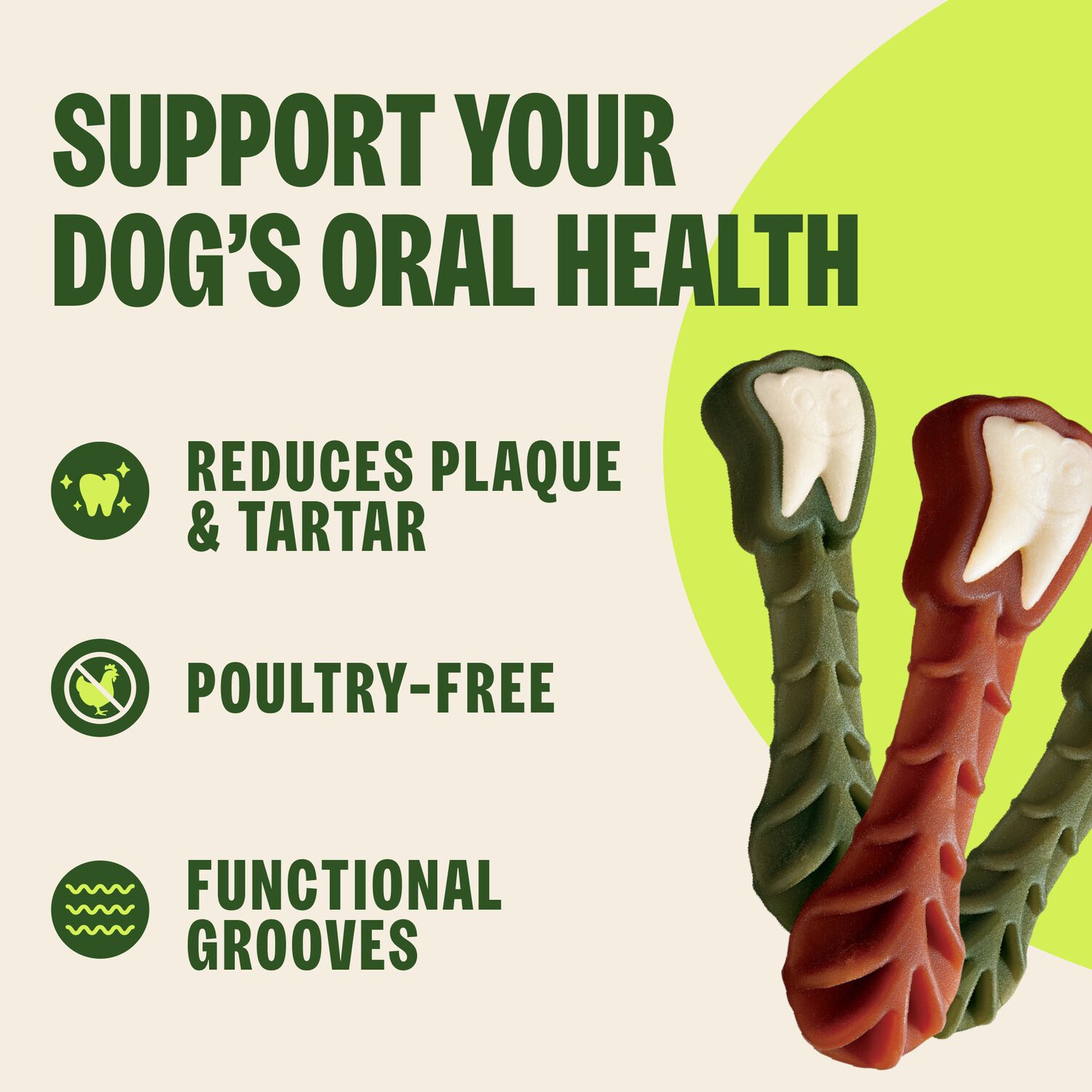 Whimzees Brushzees Natural Grain-Free Dental Dog Treats, Small, 24 Count