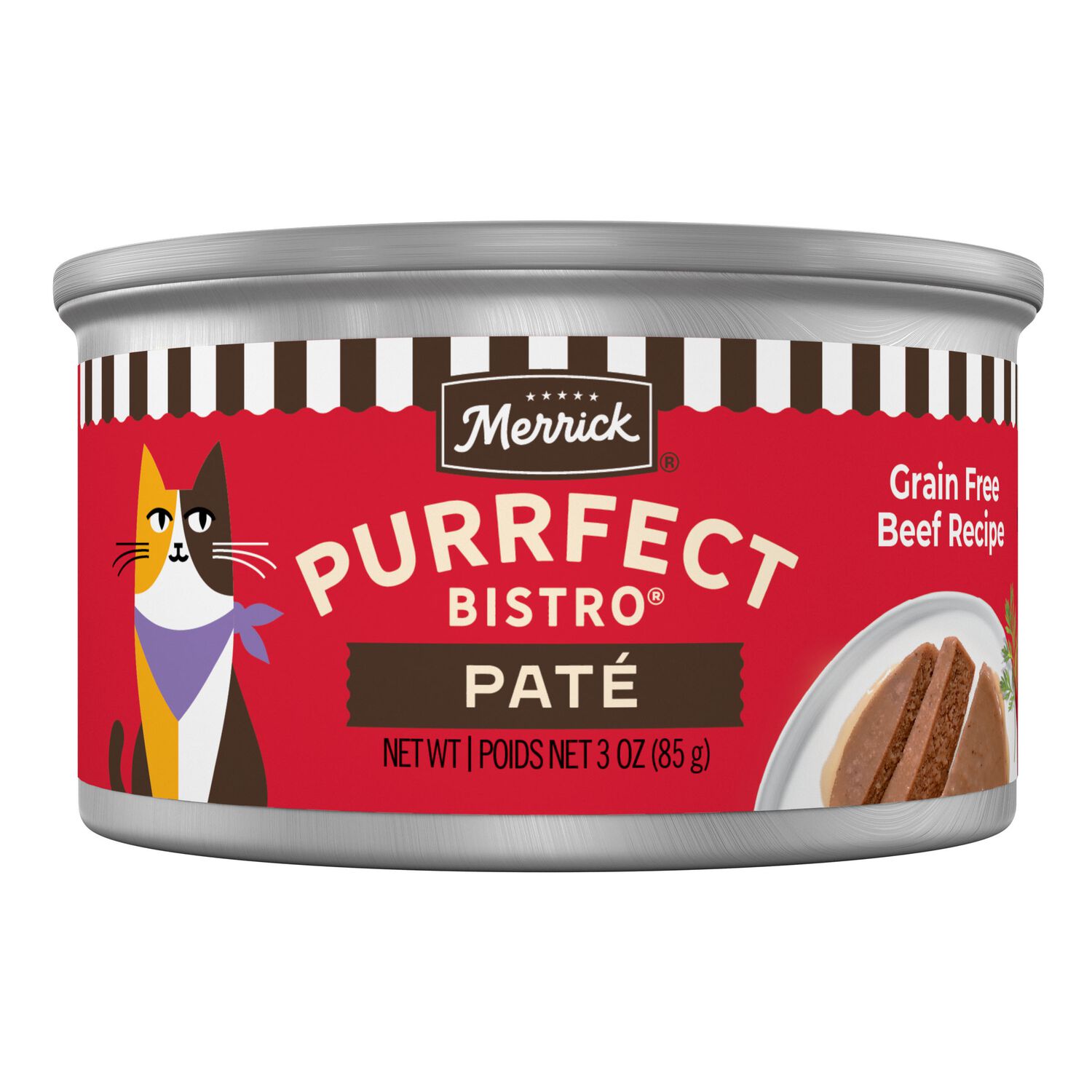 Merrick Purrfect Bistro Grain-Free Premium Pate Adult Wet Cat Food, Beef Recipe, 3-Oz Can