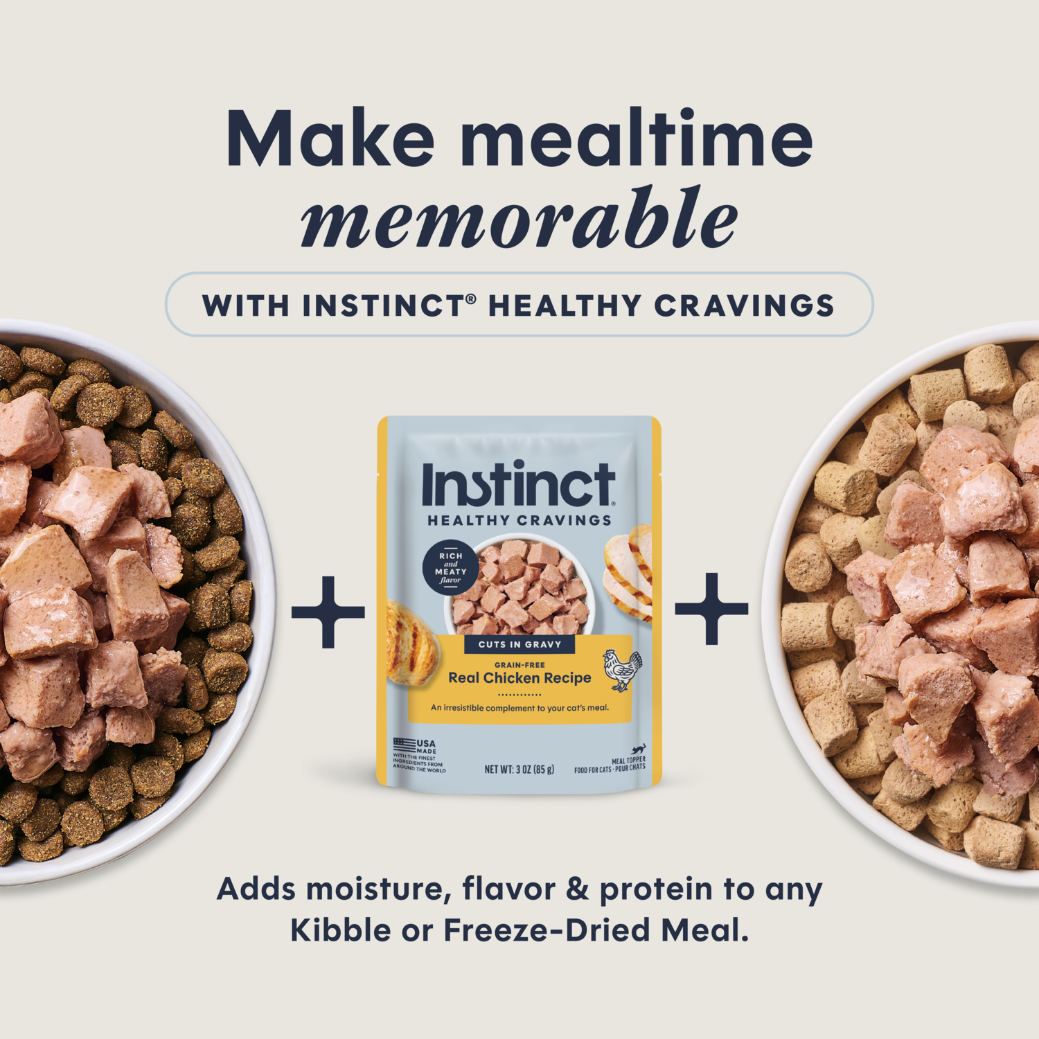 Instinct Healthy Cravings Grain-Free Real Chicken Recipe In Savory Gravy Wet Cat Food Topper, 3-Oz Pack Of 24