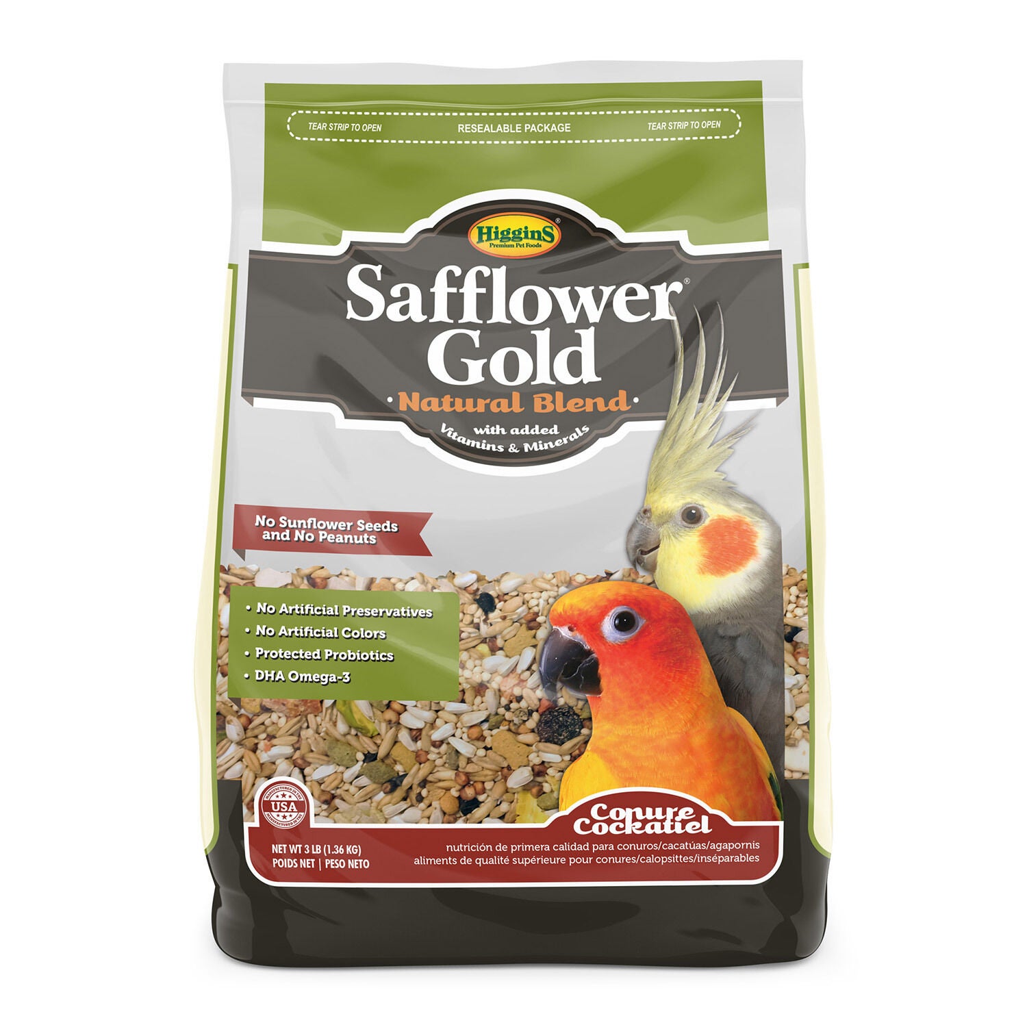 Higgins Safflower Gold Conure/Cockatiel Bird Food Pet Supermarket