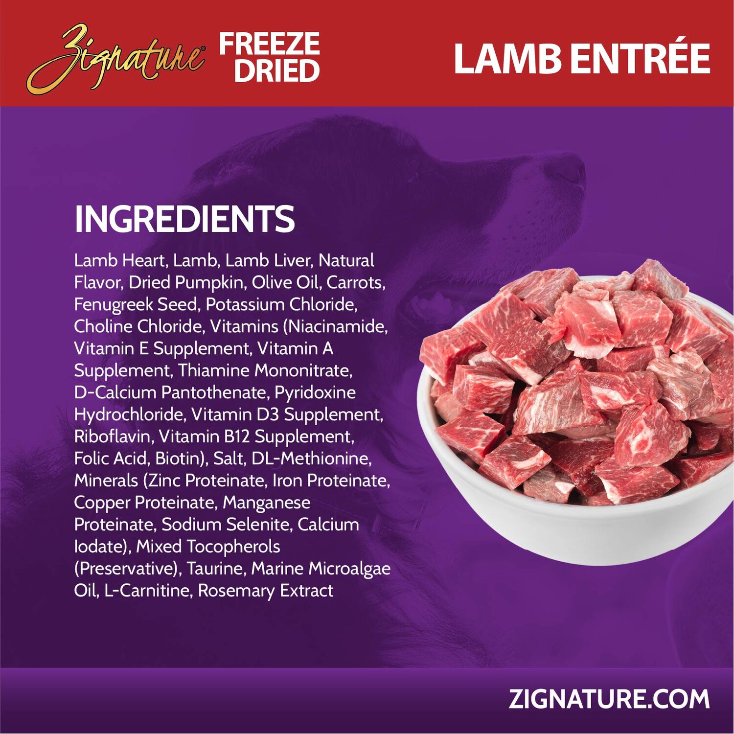 Zignature Grain-Free Lamb Entr&eacute;e Freeze-Dried Dog Food, 12.5-Oz Bag