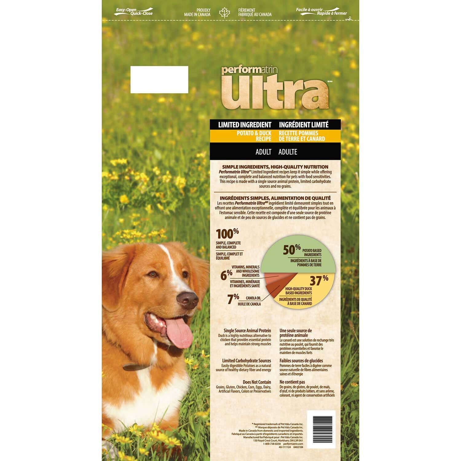Performatrin Ultra Limited Ingredient Potato & Duck Adult Dry Dog Food, 24-Lb Bag
