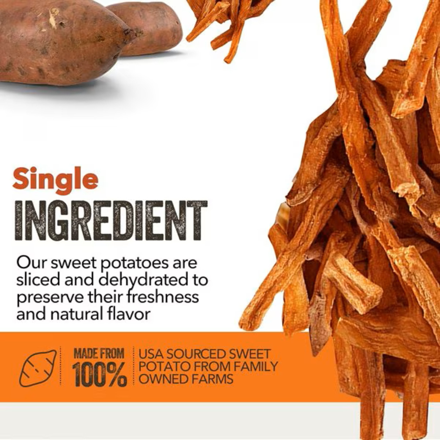 Gaines Family Farmstead Jumbo Sweet Potato Fries Dog Treats, 8Oz