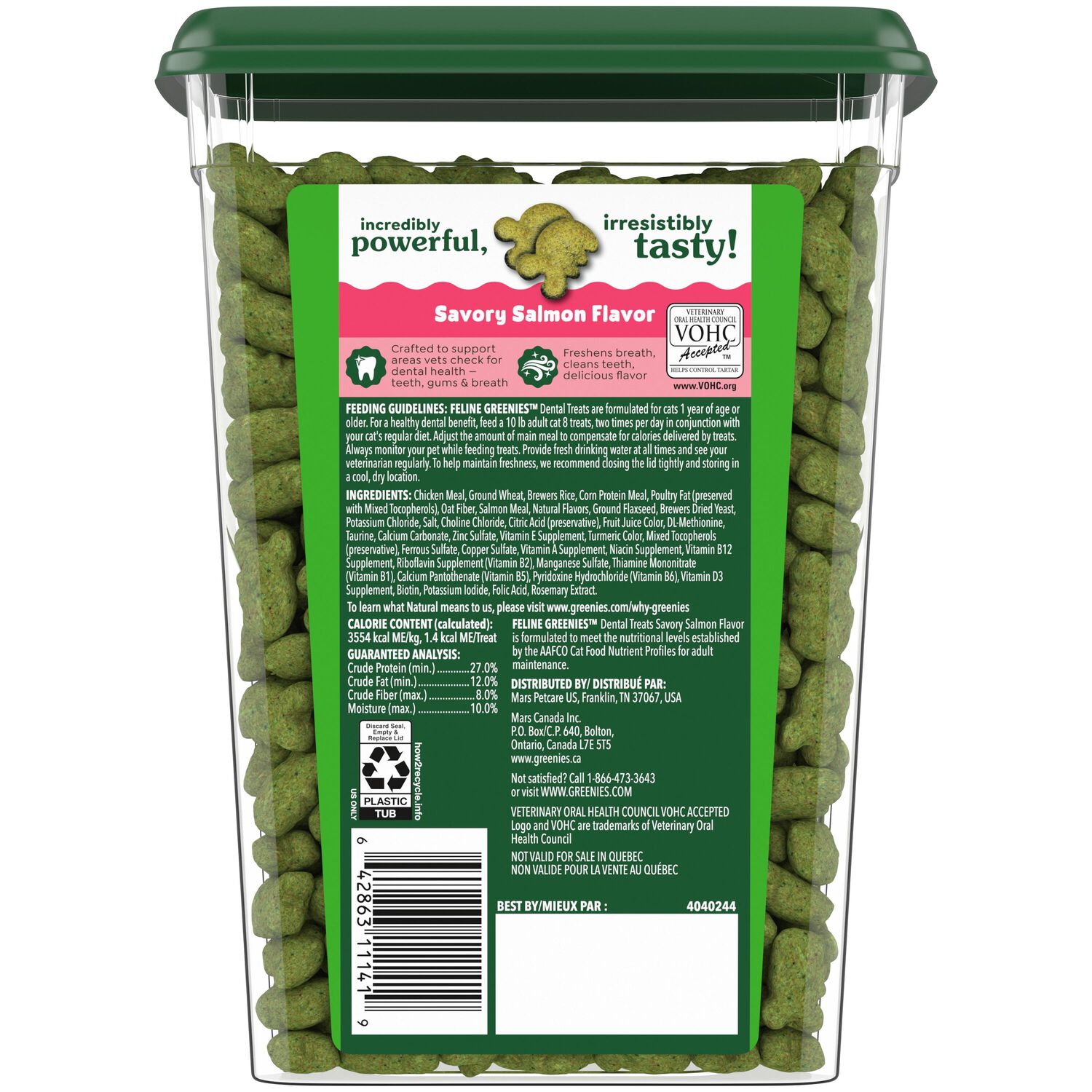 Greenies Feline Natural Crunchy Adult Cat Dental Treats, Savory Salmon, 9.75-Oz Bag