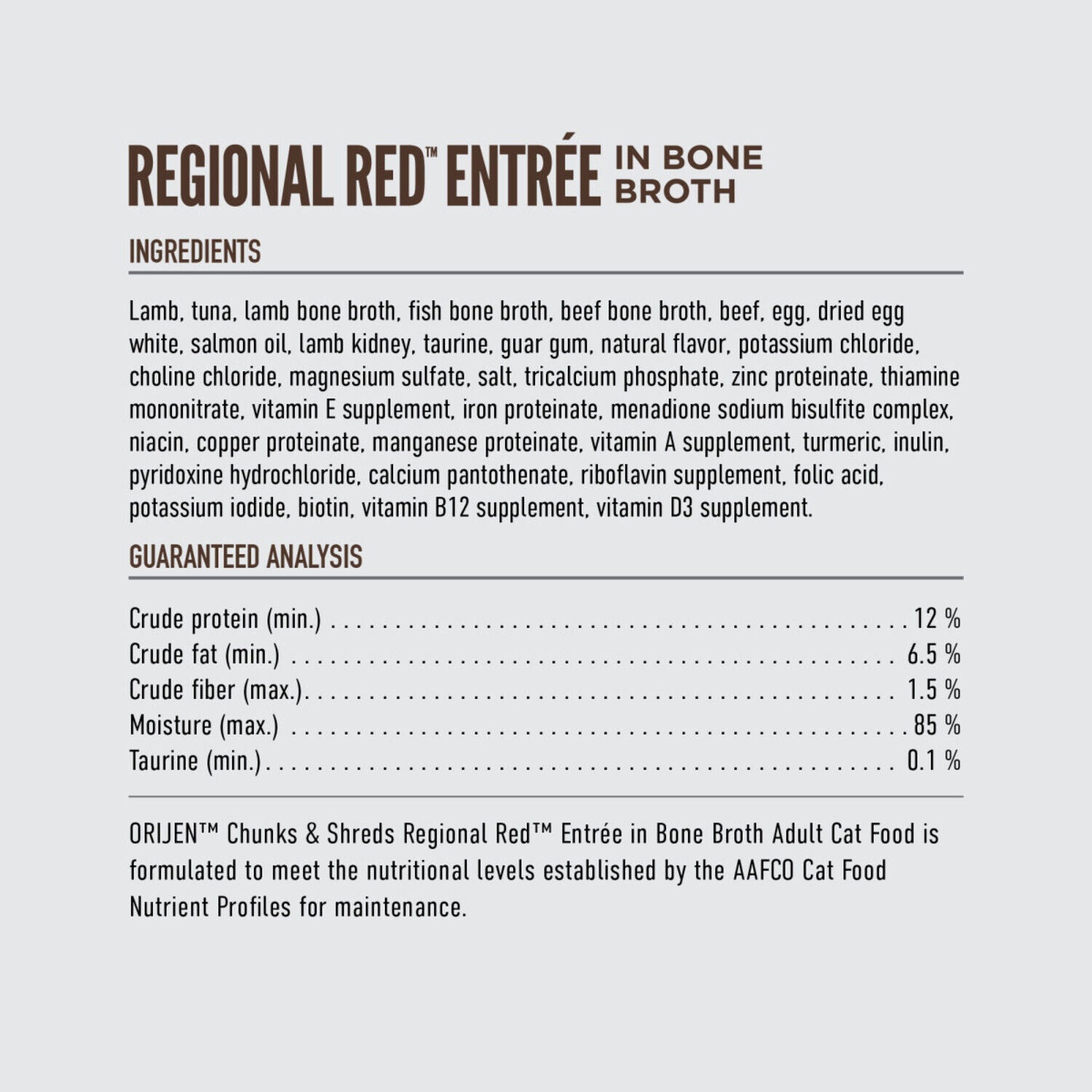 Orijen Chunks & Shreds Wet Cat Food, Regional Red Entree, 5.5-Oz Pack Of 6