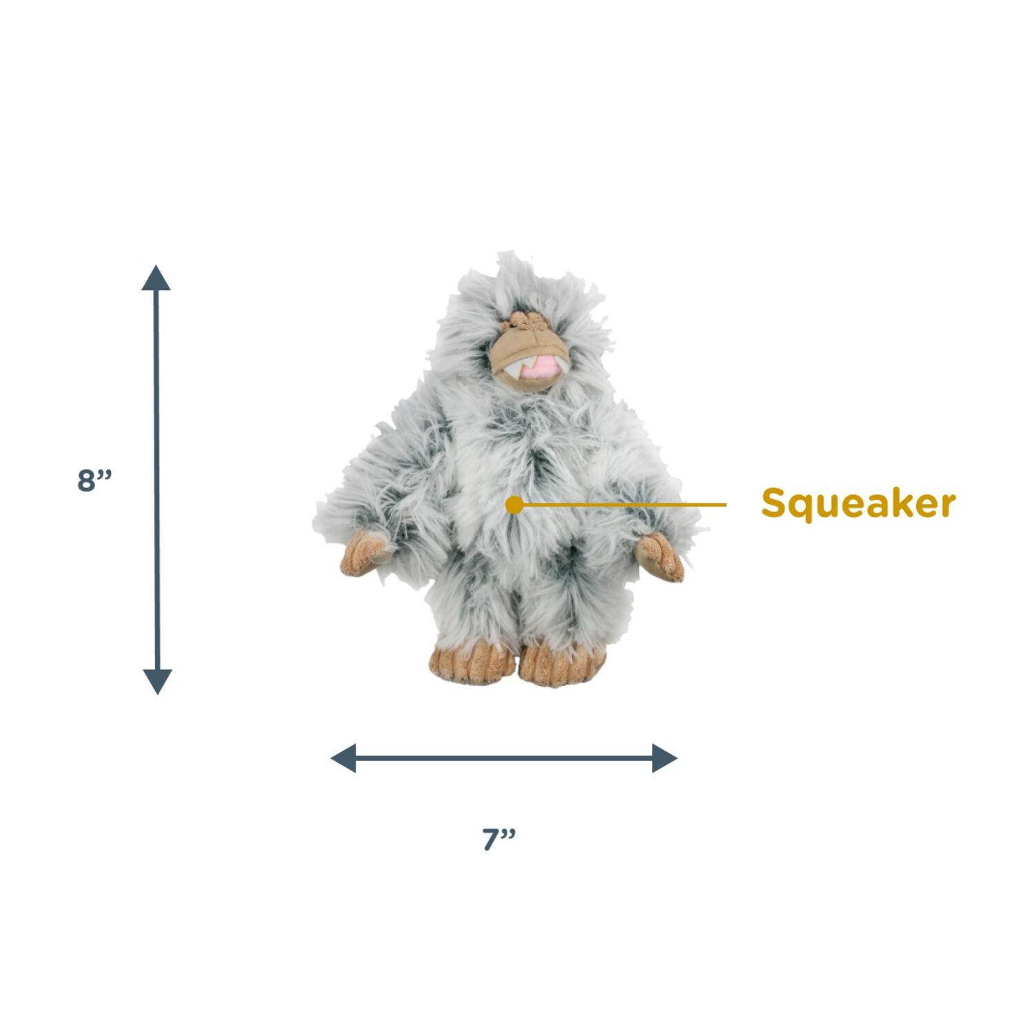 Tall Tails Mini Yeti With Squeaker Plush Dog Toy, 7"