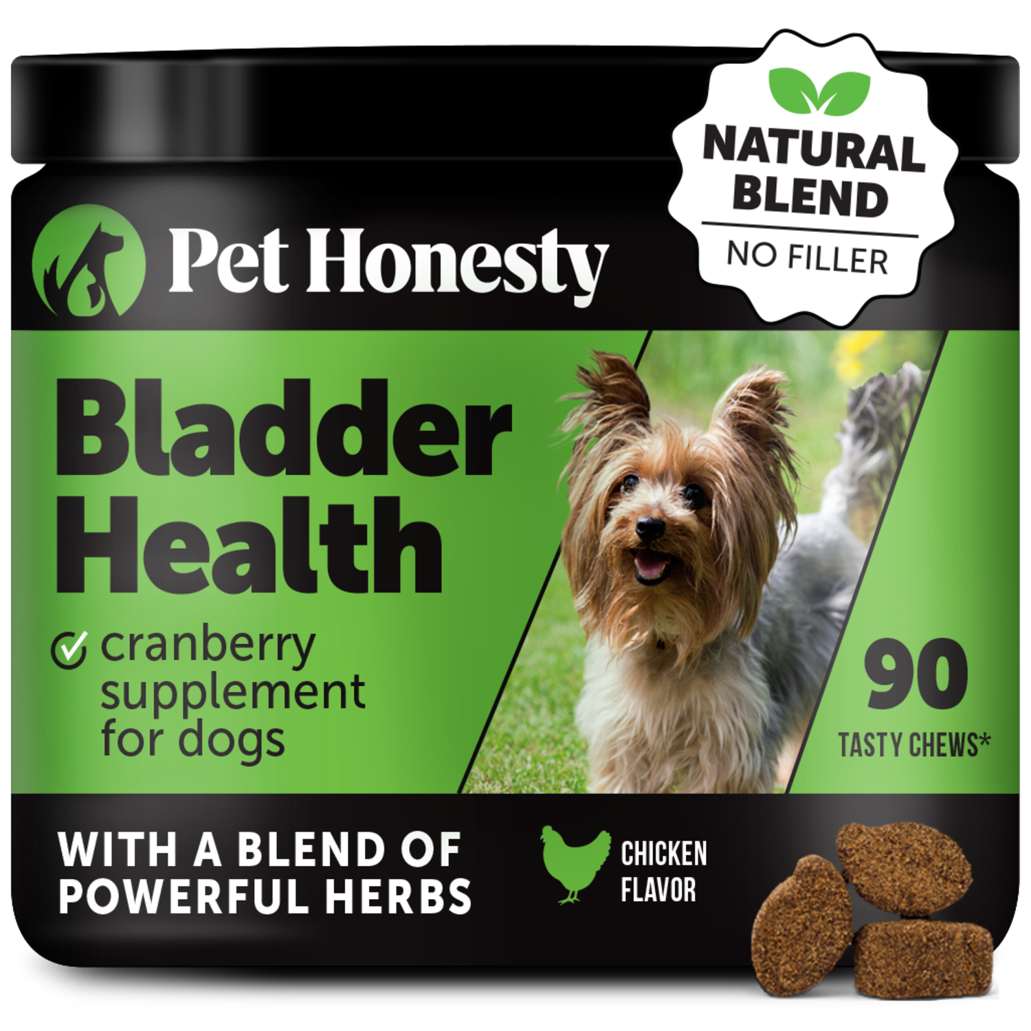 Pet Honesty Bladder Health Cranberry Dog Supplement, Chicken Flavor, 90-Ct