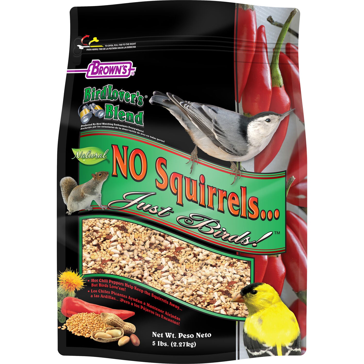 Brown's Bird Lover&rsquo;S Blend No Squirrels, Just Birds Wild Bird Seed, 5-Lb