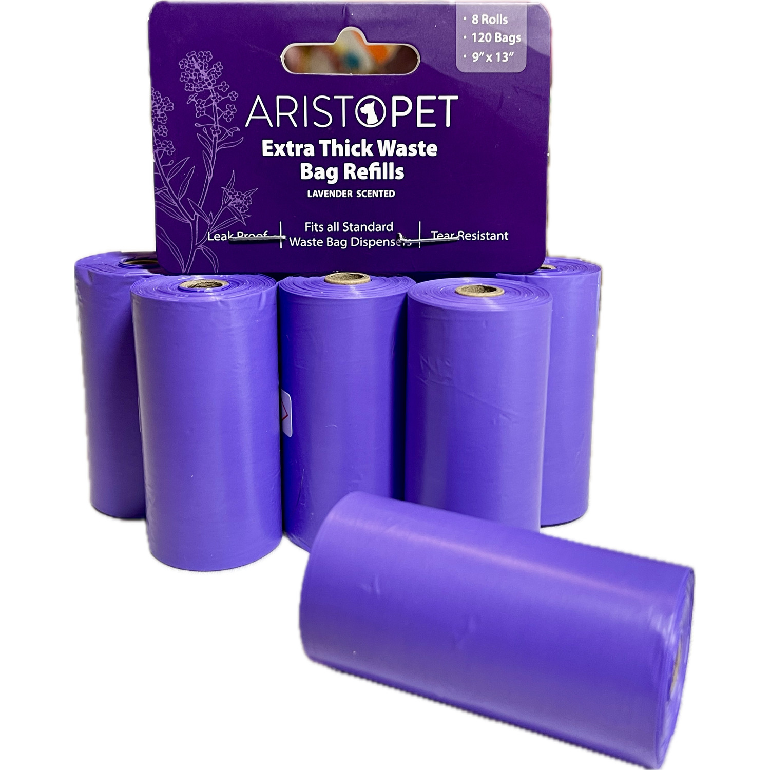 Aristopet Extra Thick Lavender Scented Dog Poop Bags, 25 Rolls - 375 Bags