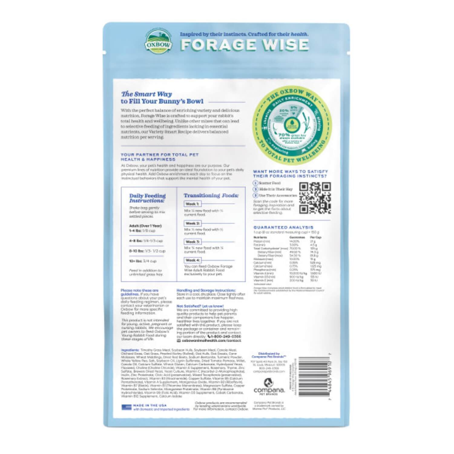 Oxbow Forage Wise Adult Rabbit Food - 4 Lb