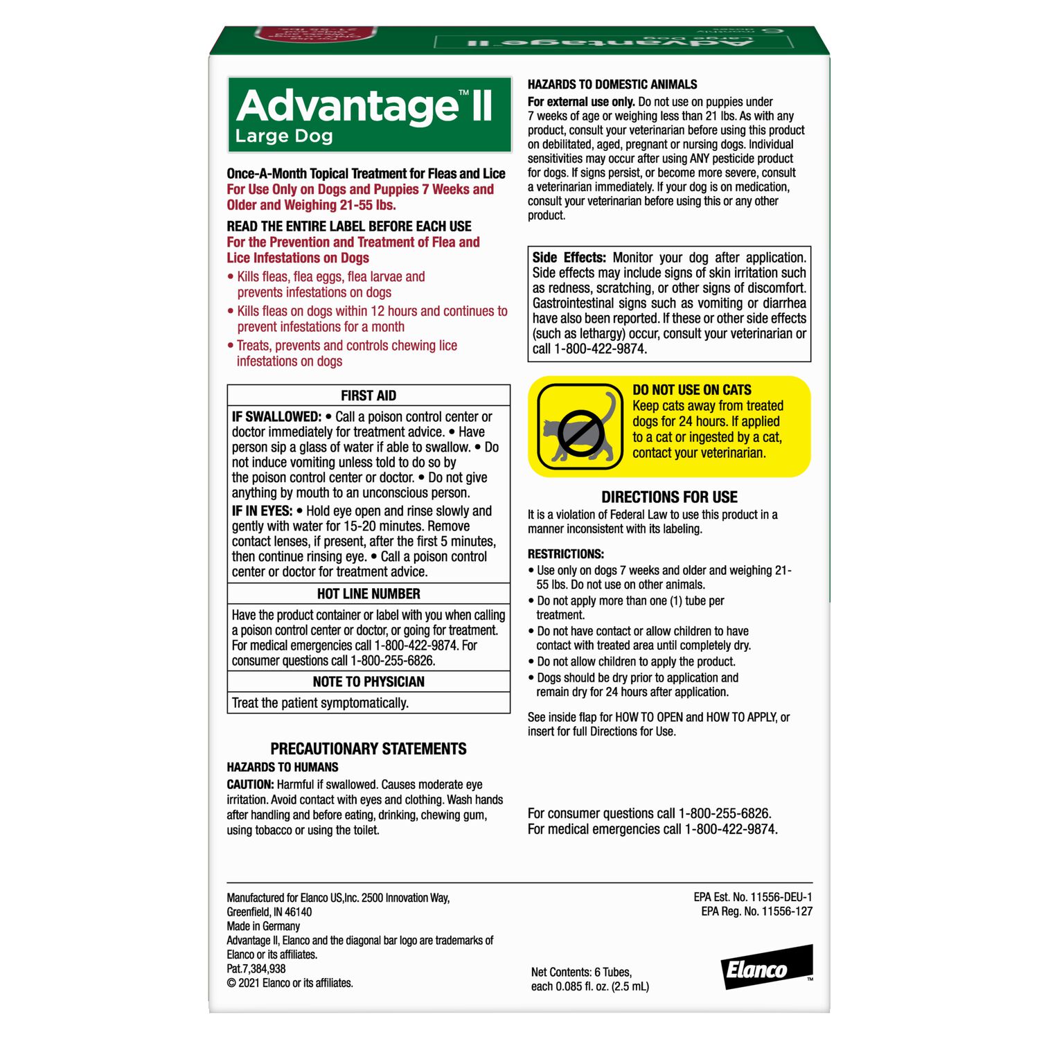 Advantage Ii Flea Treatment & Prevention For Large Dogs, 21-55-Lbs, 6 Month Supply
