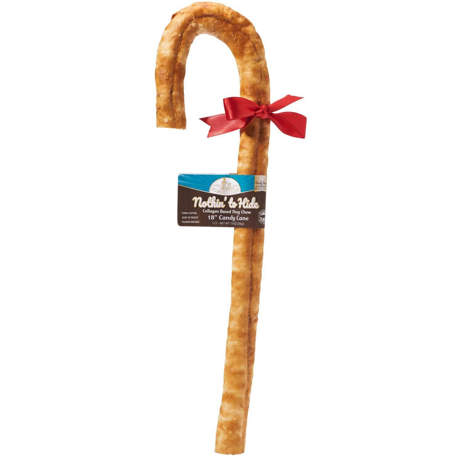 Nothin' To Hide Candy Cane Beef Flavored Rawhide Alternative Dog Chew