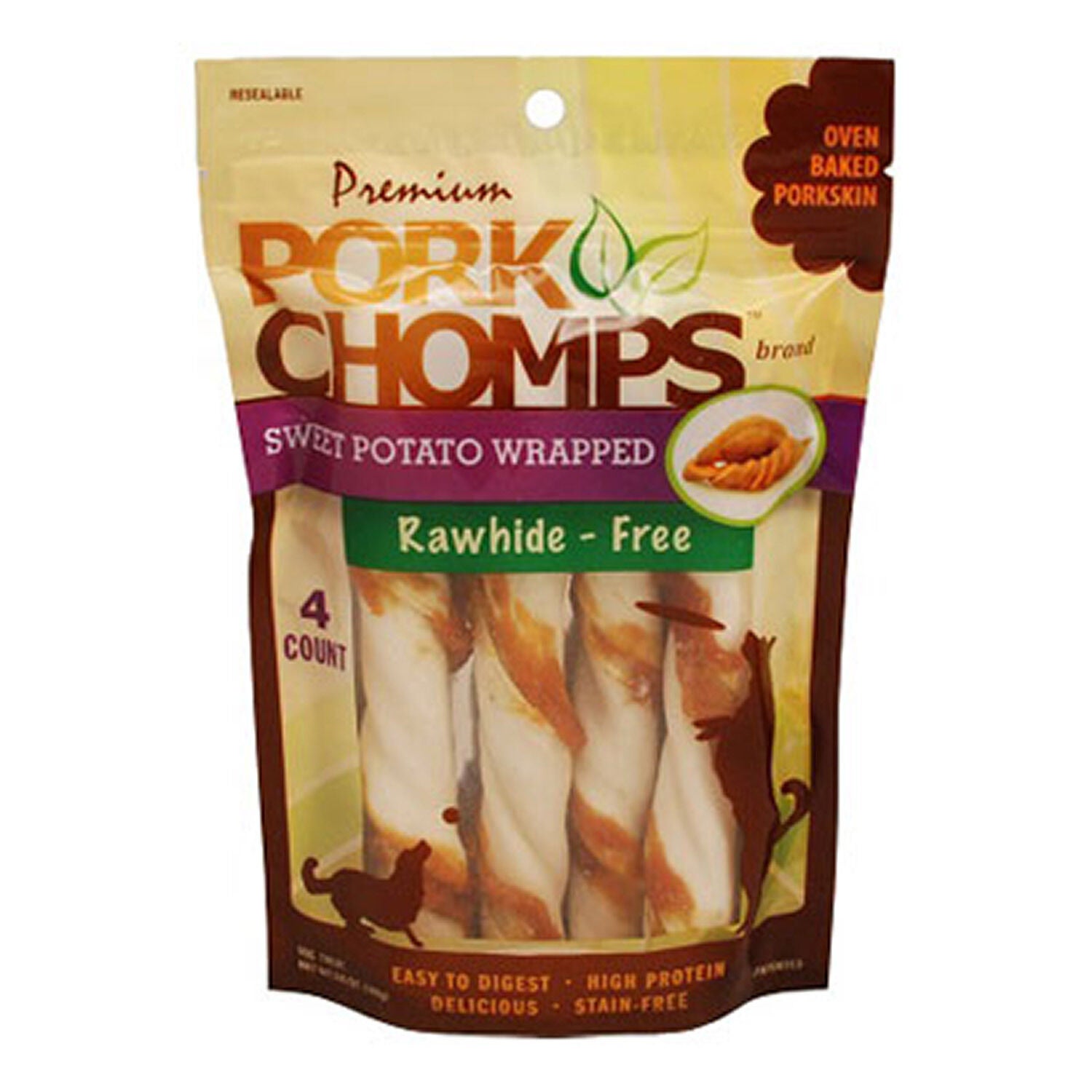 Pork Chomps Sweet Potato Flavor Twists Dog Treats, 12-Pack