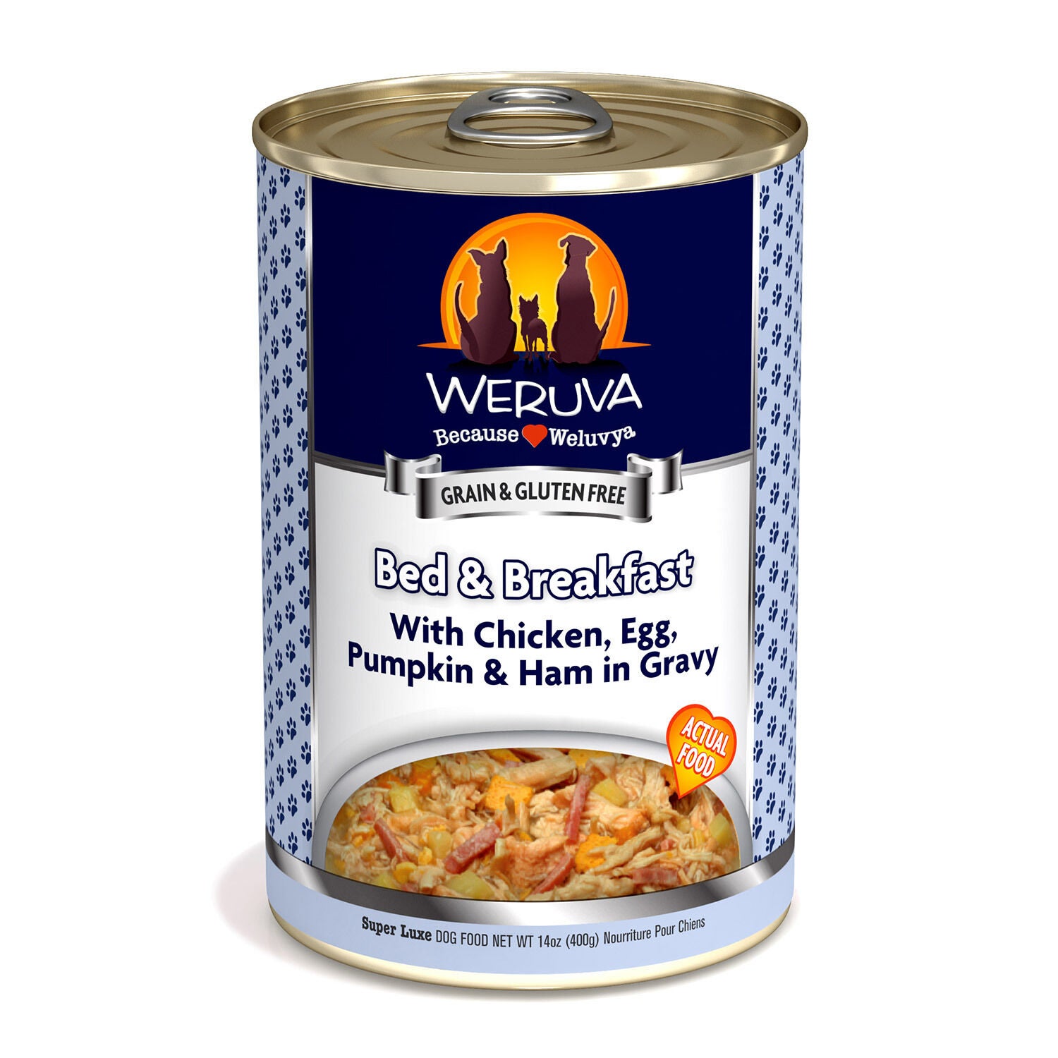 Weruva Bed & Breakfast With Chicken, Egg, Pumpkin & Ham In Gravy Wet Dog Food, 14-Oz Pack Of 12