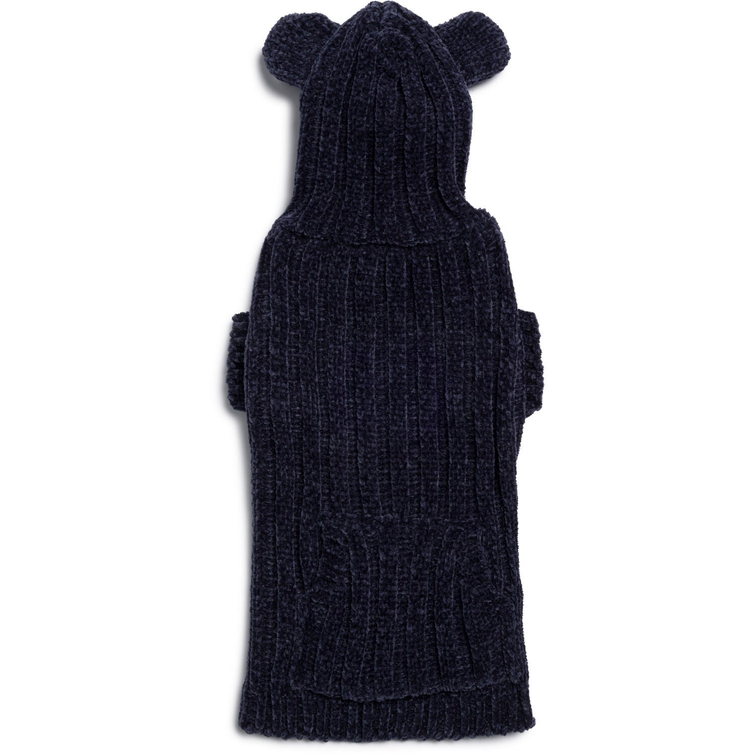 Fabdog Navy Teddy Bear Chenille Hoodie Dog Sweater, Large