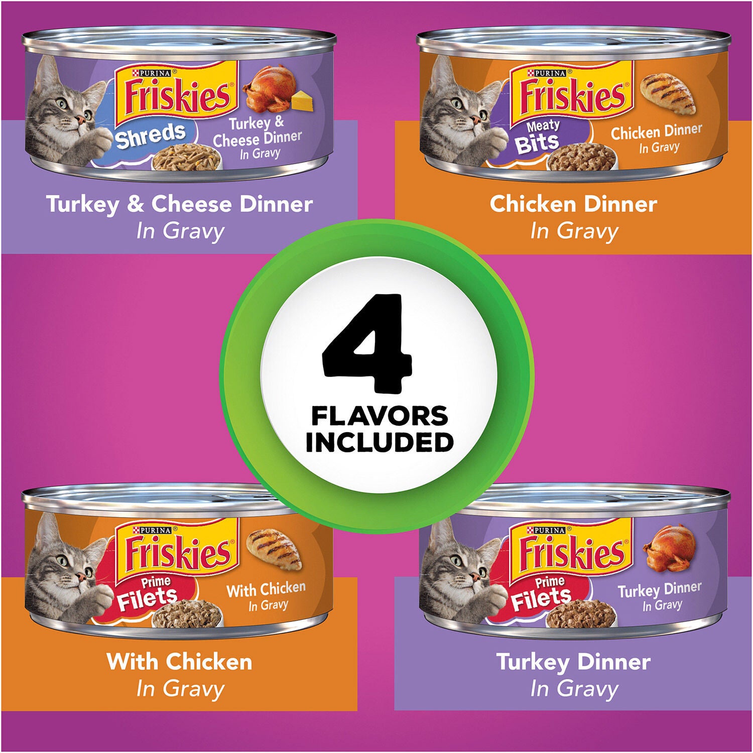 Friskies Poultry Wet Cat Food Variety Pack With 32 5.5 Oz Cans