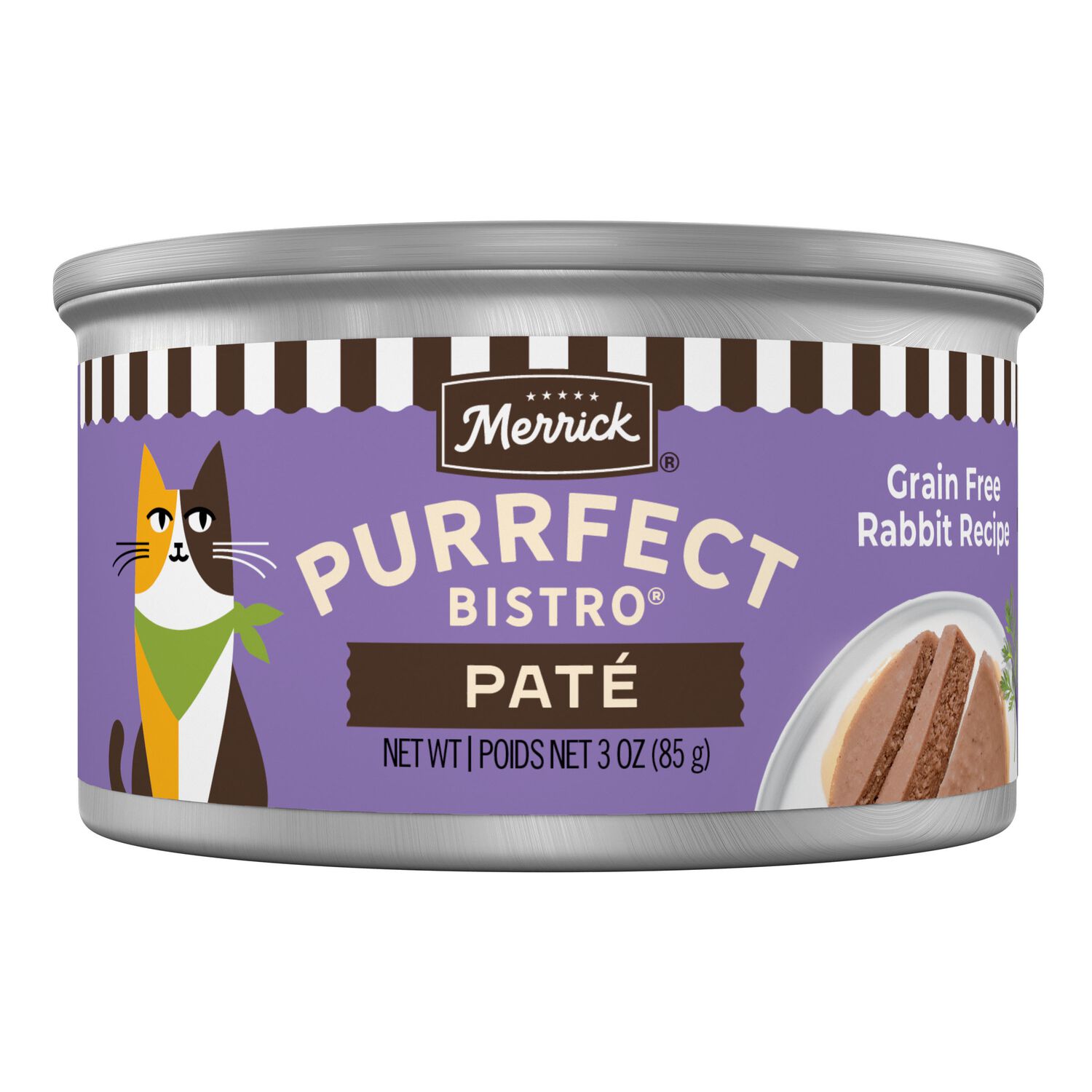 Merrick Purrfect Bistro Grain-Free Wet Cat Food, Rabbit Pate Recipe, 3-Oz Can