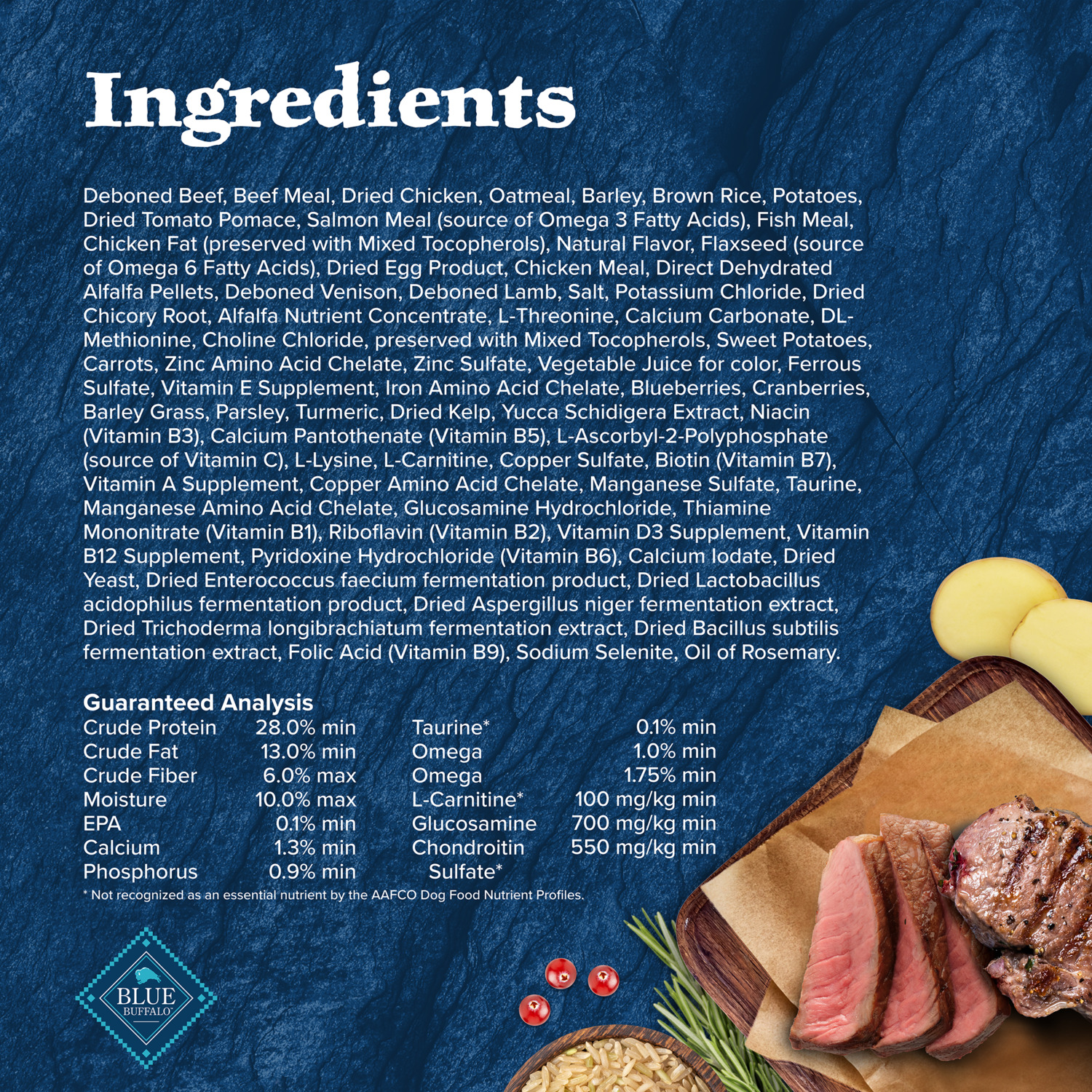 Blue Buffalo Wilderness Red Meat & Grains Rocky Mountain Recipe High-Protein Large Breed Adult Dry Dog Food, 22Lb