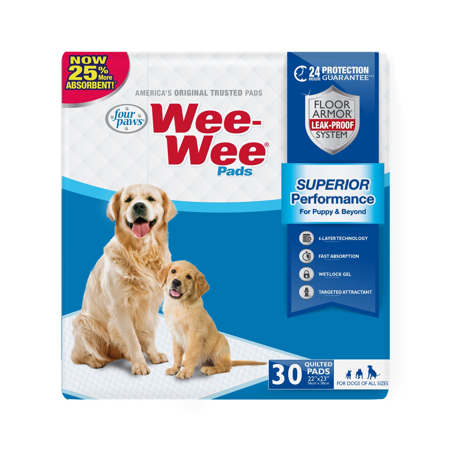 Four Paws Wee-Wee Superior Performance Dog Pee Pads 22" X 23", 30 Count