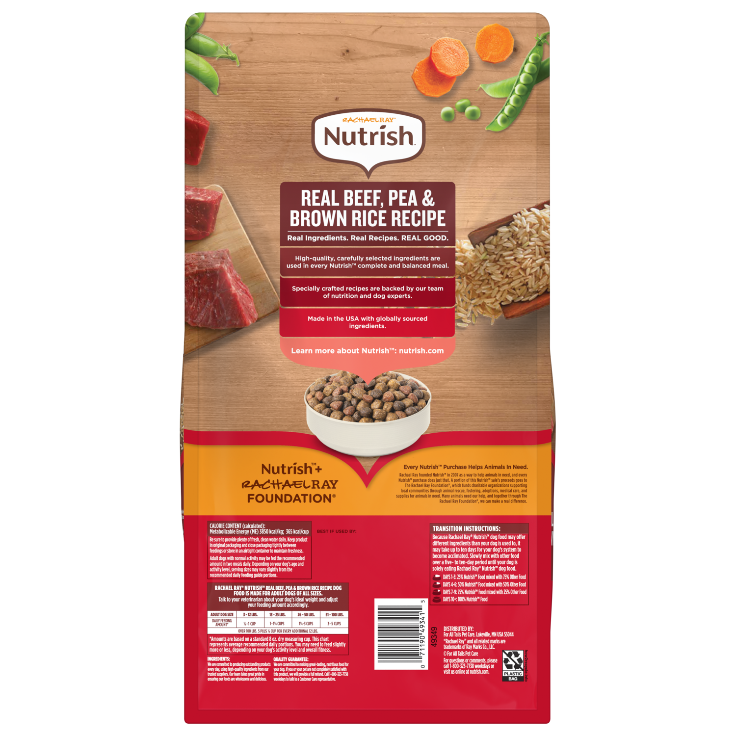 Rachael Ray Nutrish&trade; Real Beef, Pea & Brown Rice Recipe Whole Health Blend Dry Dog Food, 5-Lb Bag