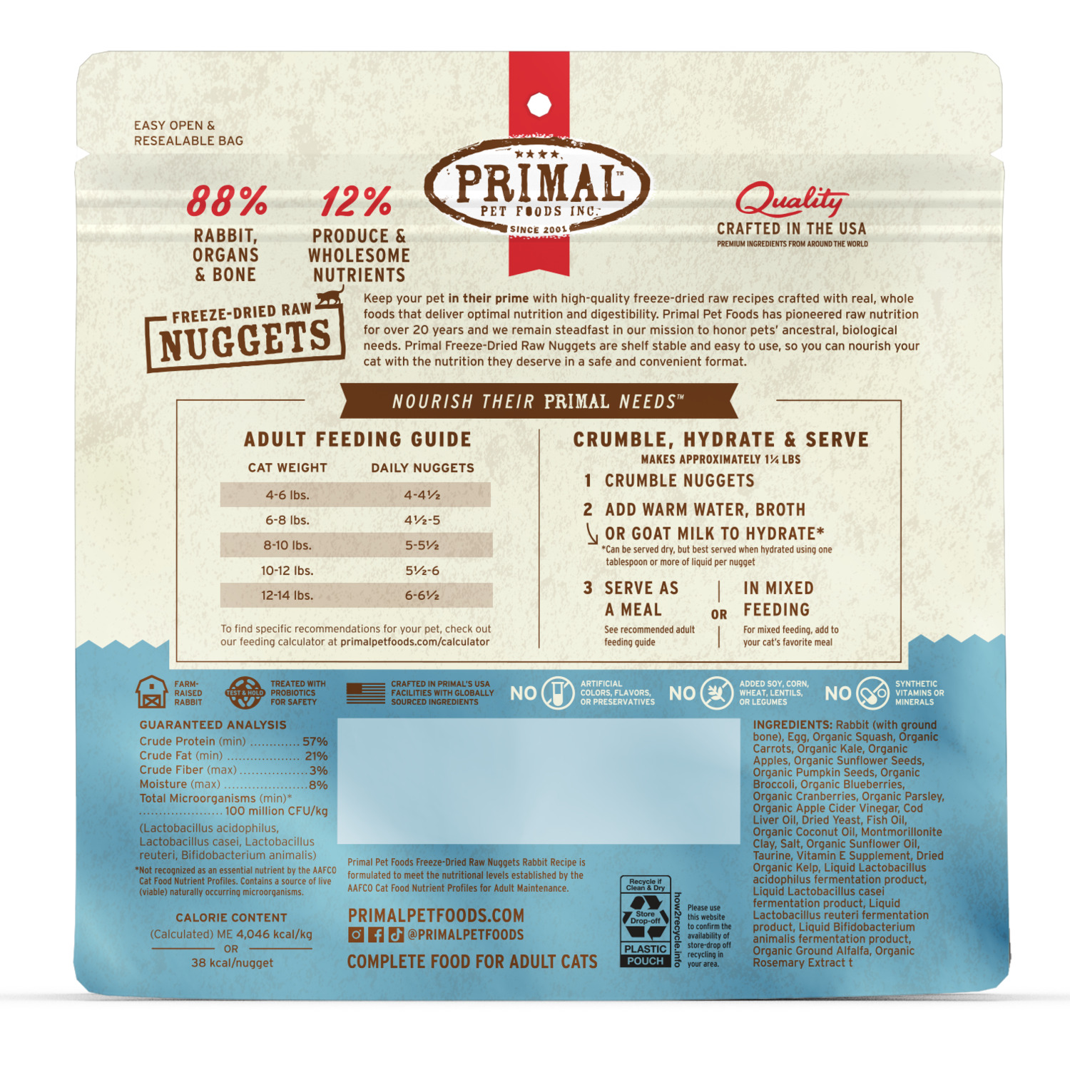 Primal Freeze Dried Raw Nuggets Cat Food, Rabbit Formula