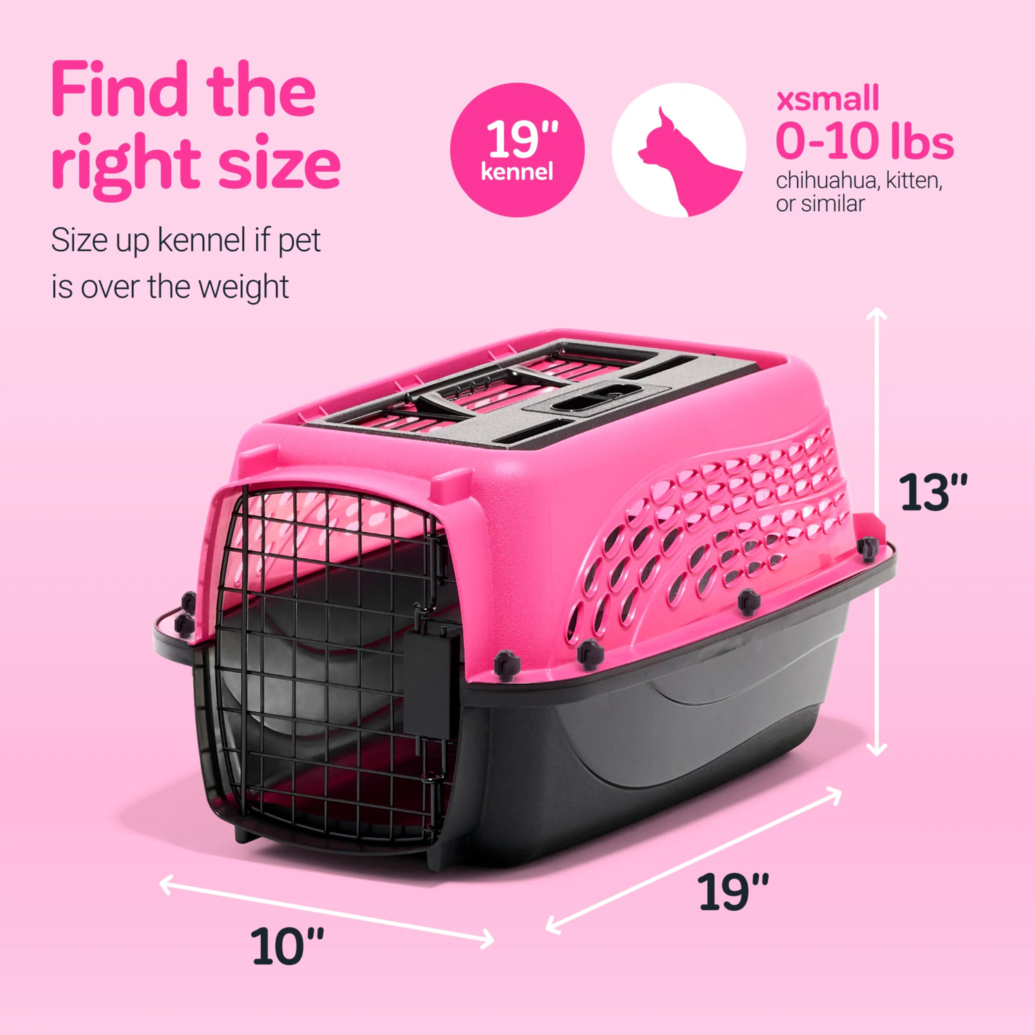 Petmate E-Z Load Two Door Plastic Dog & Cat Kennel, 19"