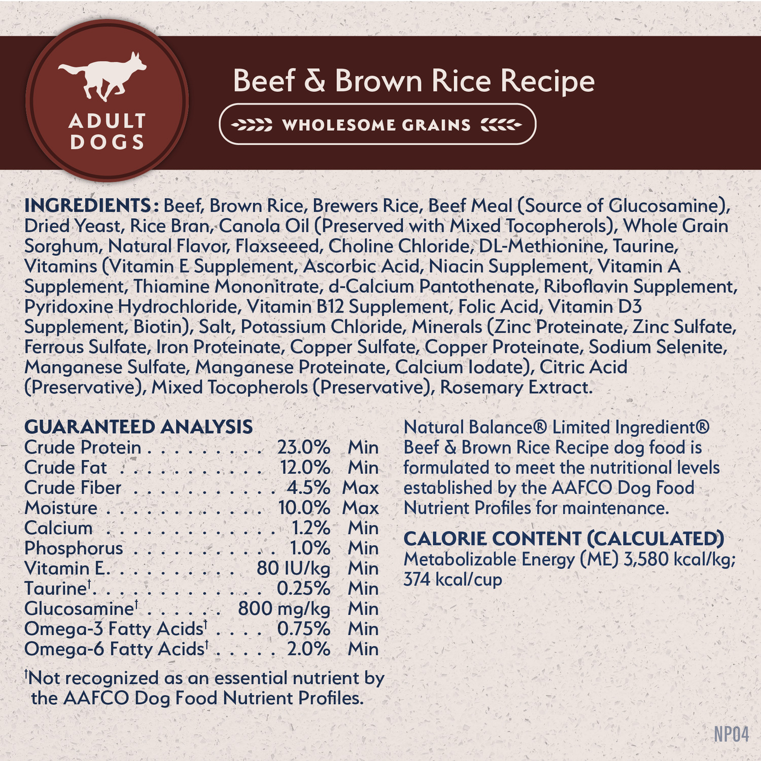 Natural Balance Limited Ingredient Dry Dog Food, Beef & Brown Rice Recipe, 4-Lbs