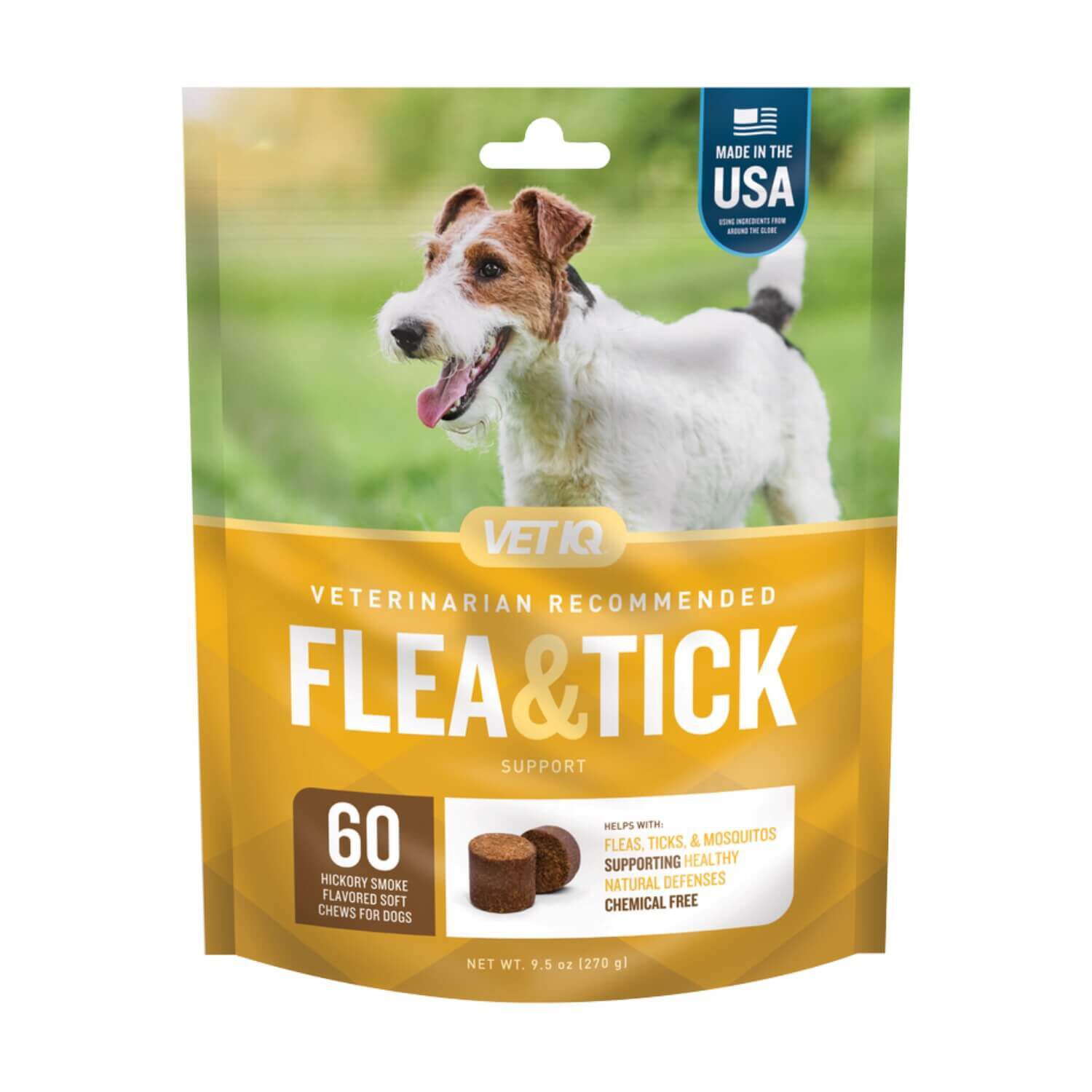Vet Iq Flea & Tick Support Soft Chews For Dogs Hickory Smoke Flavored 60ct Pet Supermarket