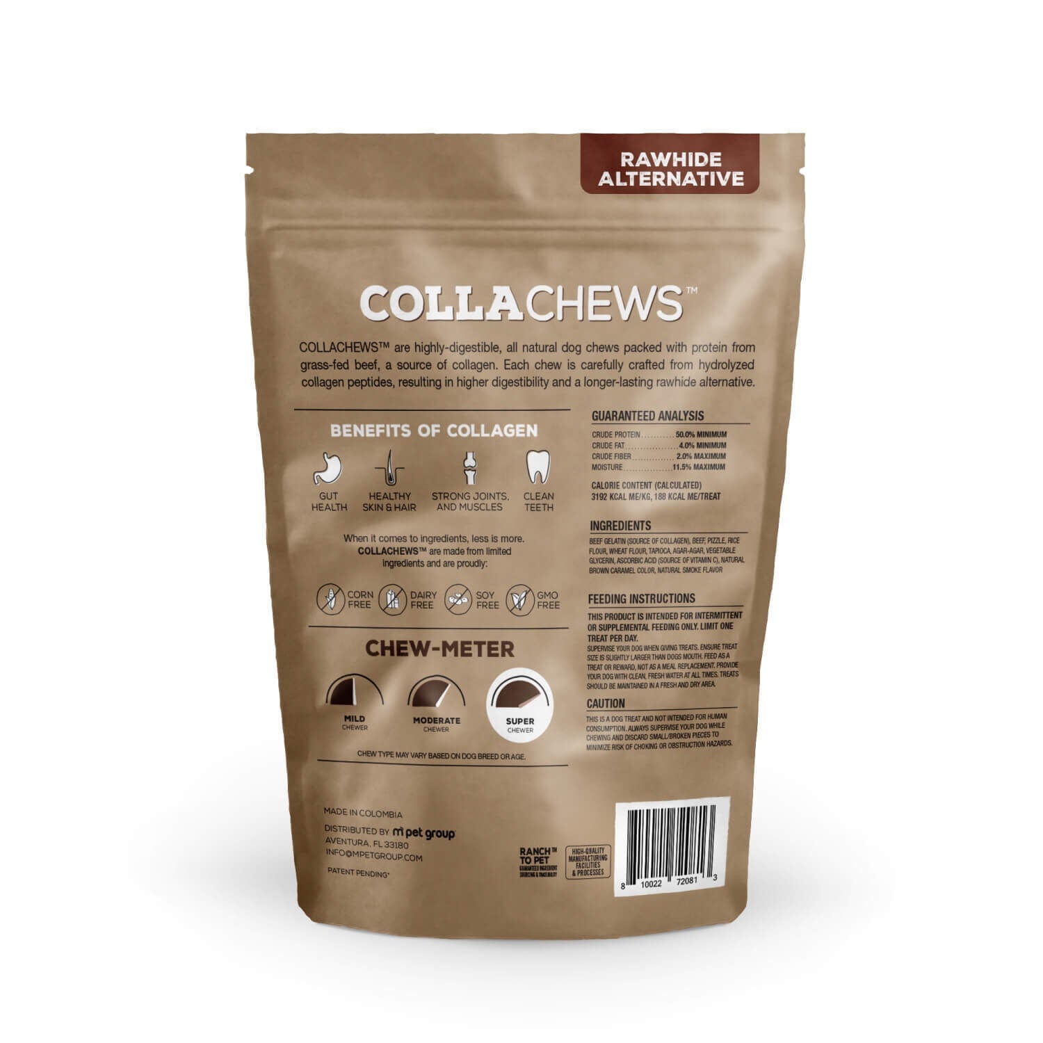 Collachews 6" Collagen Roll Bully Flavor Dog Treats