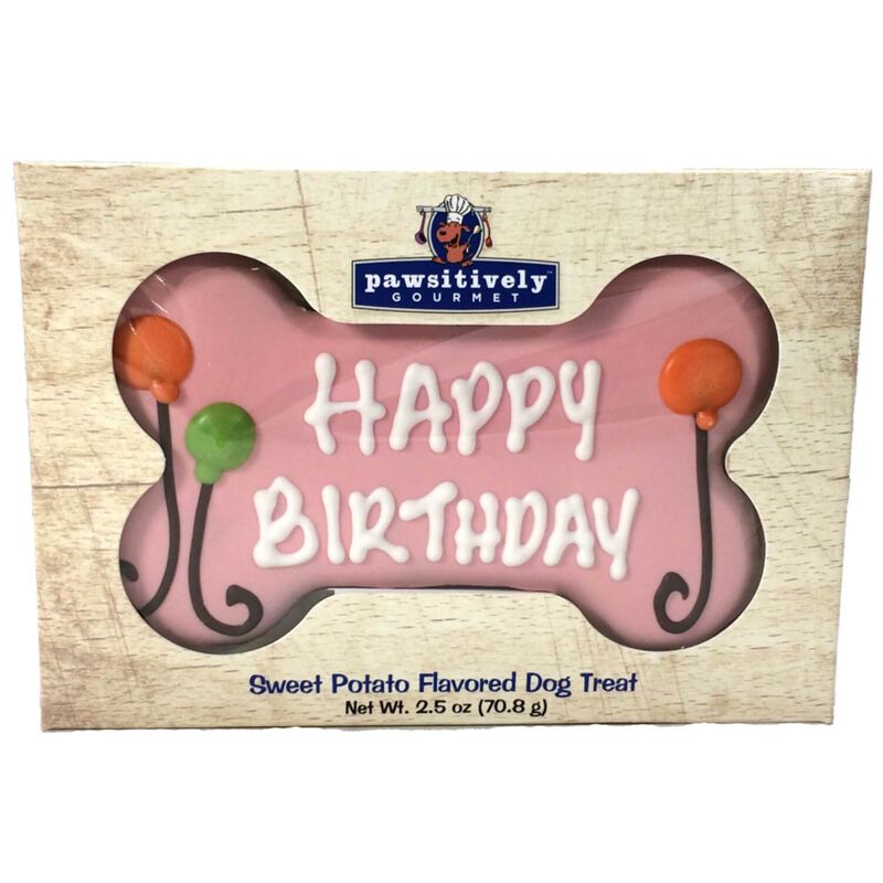 Happy Birthday Bone Pink Dog Cookie Gift Box Dog Treat