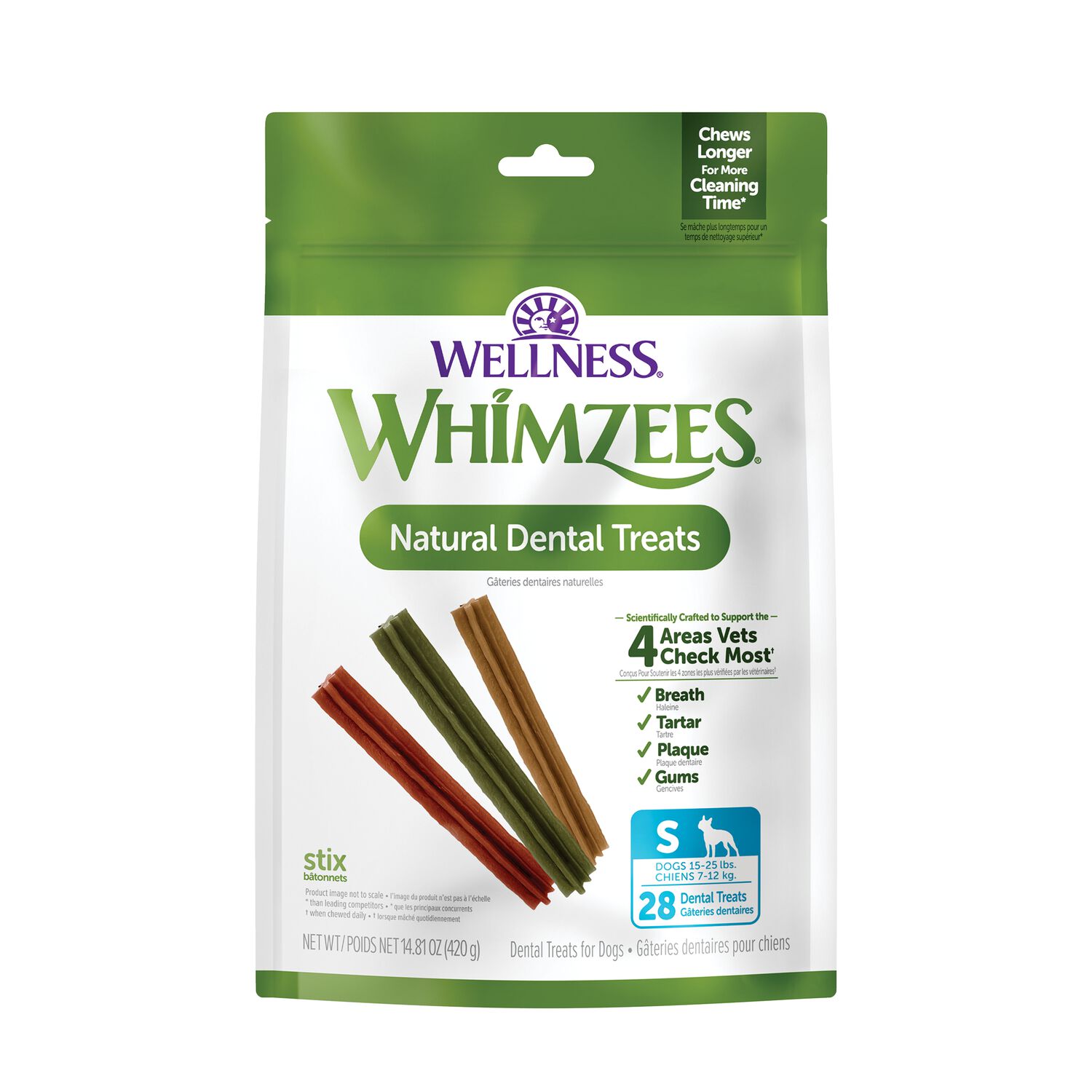 Whimzees Stix Natural Grain-Free Dental Treats For Dogs, Small, 28-Ct